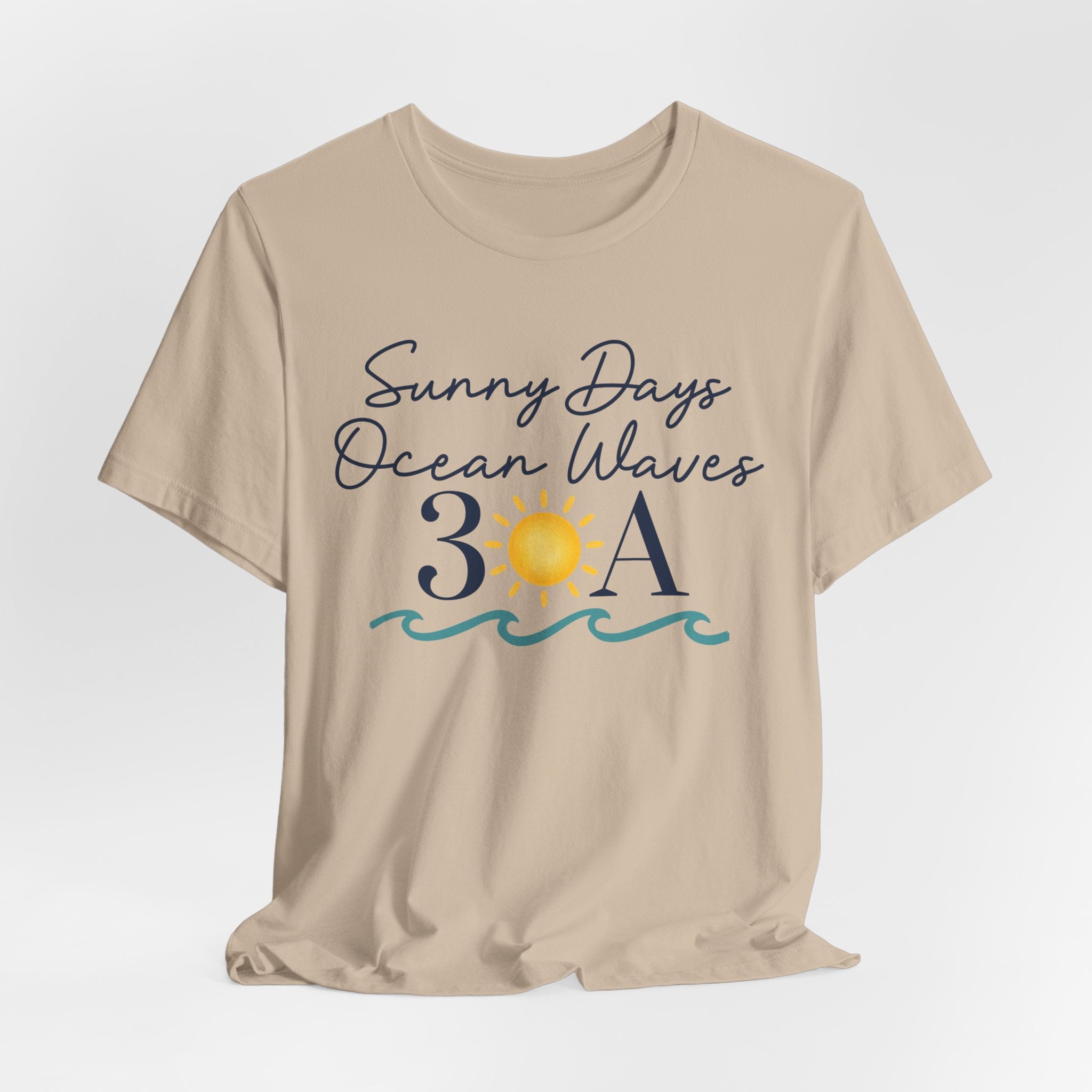 Sunny Days Ocean Waves 30A Bella + Canvas 3001 Shirt | Coastal Beach Graphic Tee | Florida Vacation T-Shirt
