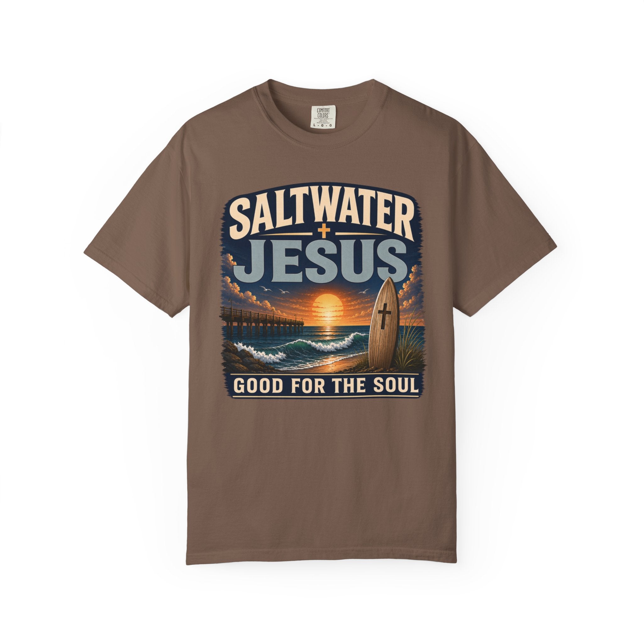 Saltwater + Jesus Good for the Soul Shirt | Comfort Colors 1717 Christian Beach T-Shirt | Coastal Faith Tee