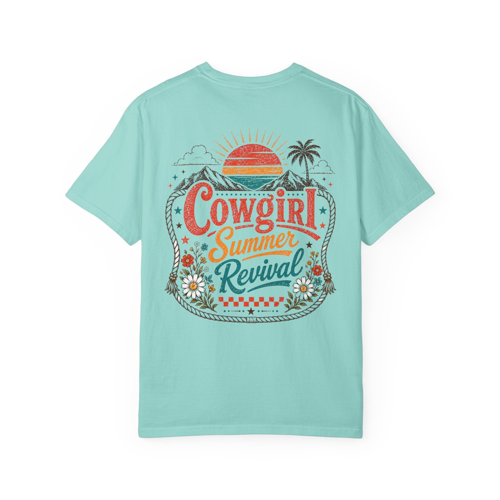 Western Cowgirl T-Shirt, Boho Summer Revival Tee, Vintage Country Music Festival Shirt, Retro Mountain Sunset Graphic Comfort Colors