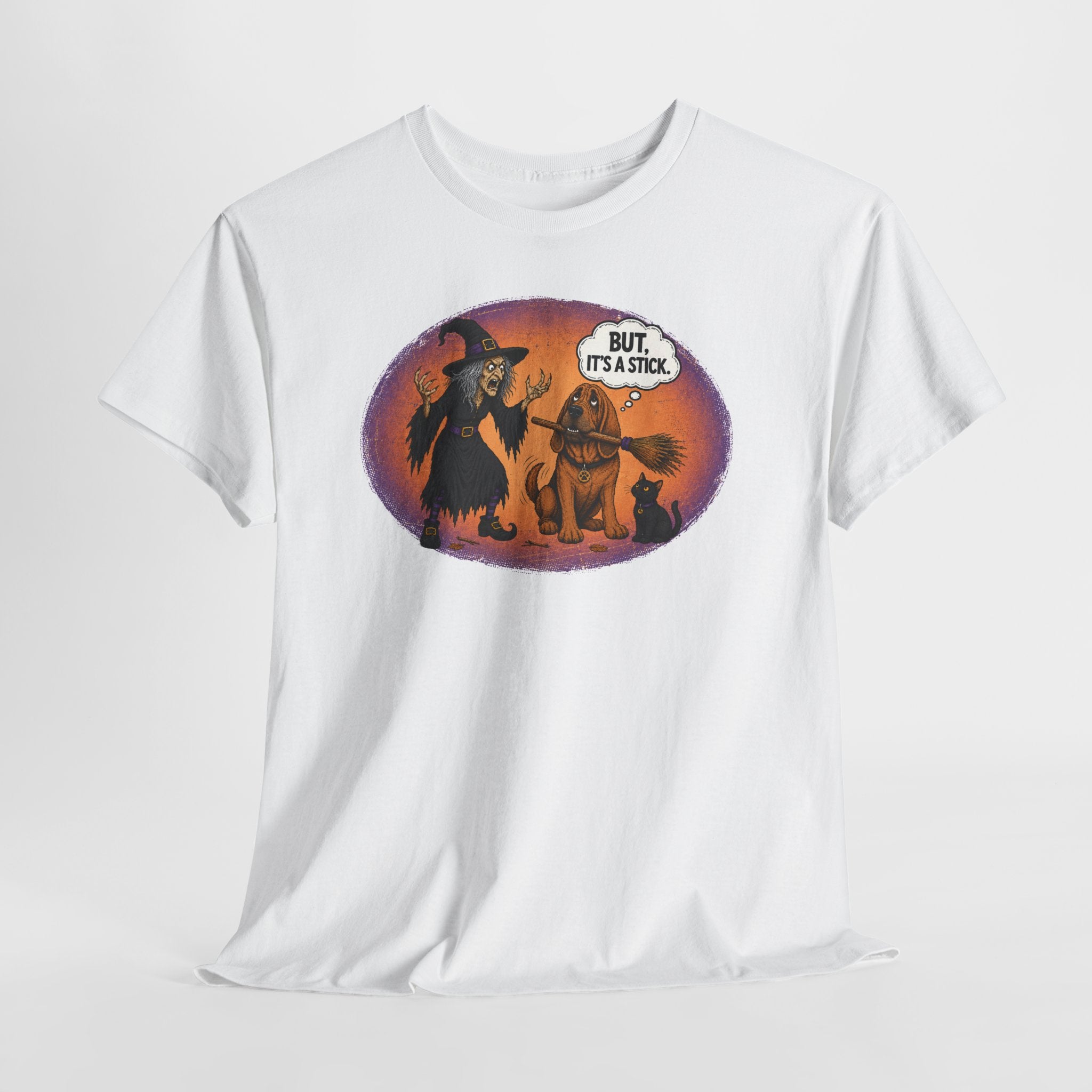 But, It’s a Stick Shirt | Funny Bloodhound Witch Halloween Tee | Spooky Dog Lover Shirt | Gildan 5000 Graphic T-Shirt