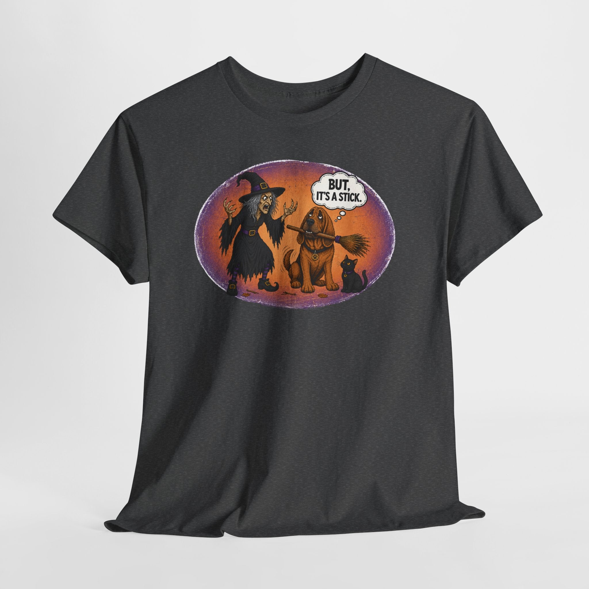 But, It’s a Stick Shirt | Funny Bloodhound Witch Halloween Tee | Spooky Dog Lover Shirt | Gildan 5000 Graphic T-Shirt
