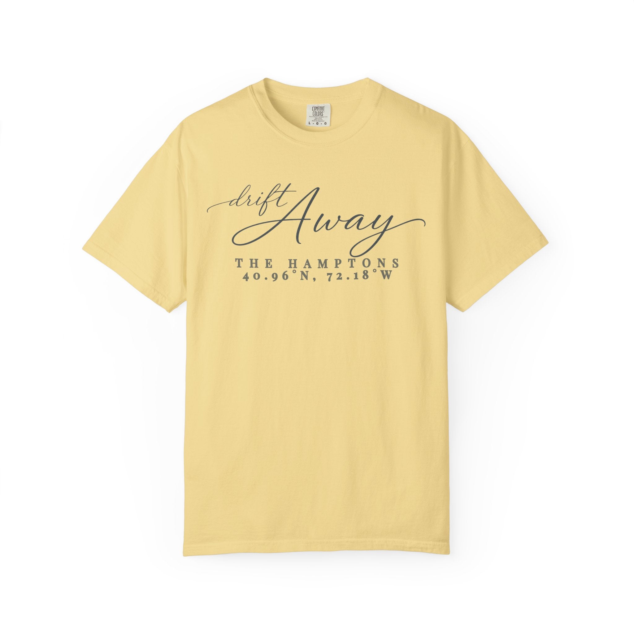 Hamptons Coordinates T-Shirt | Drift Away Comfort Colors Tee | Unisex Coastal Chic Summer Beach Vacation Shirt Gift