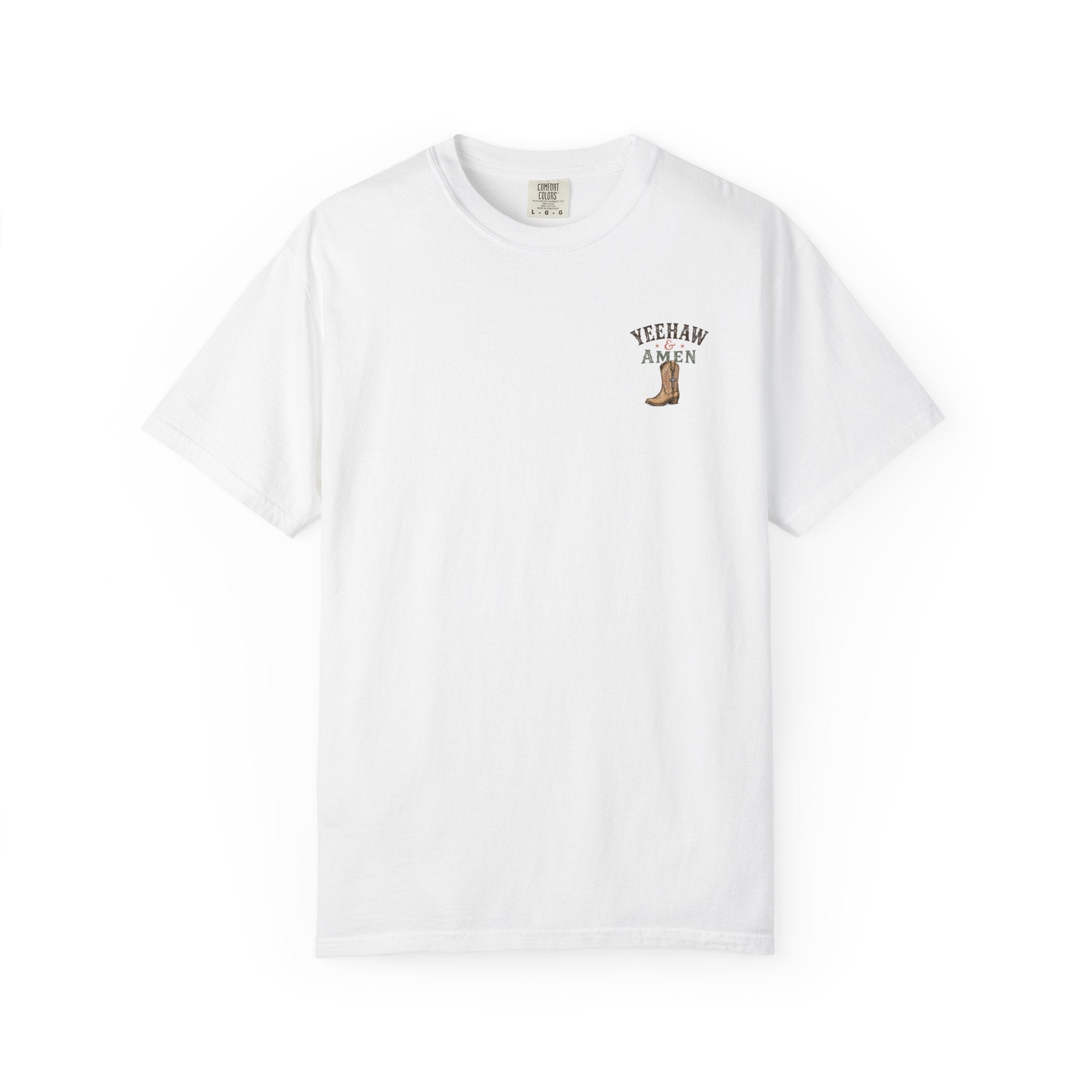 Yeehaw & Amen Comfort Colors® T-Shirt | Western Christian Graphic Tee | Proverbs 3:5-6 Cowboy Boots Shirt