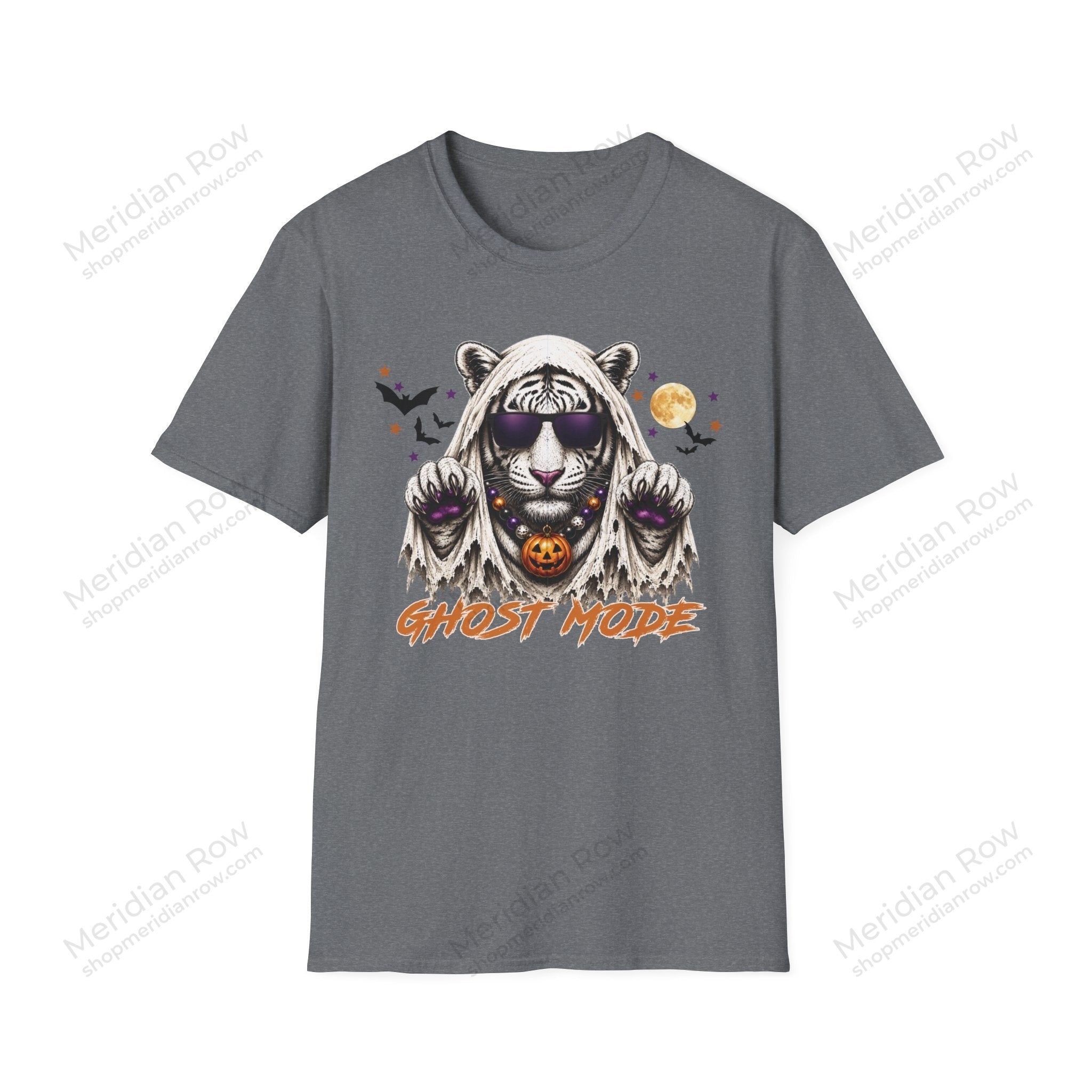 Ghost Mode Tiger Halloween Shirt | White Tiger Ghost Bella + Canvas 3001 | Cute Spooky Fall Graphic Tee | School Spirit Halloween Tee