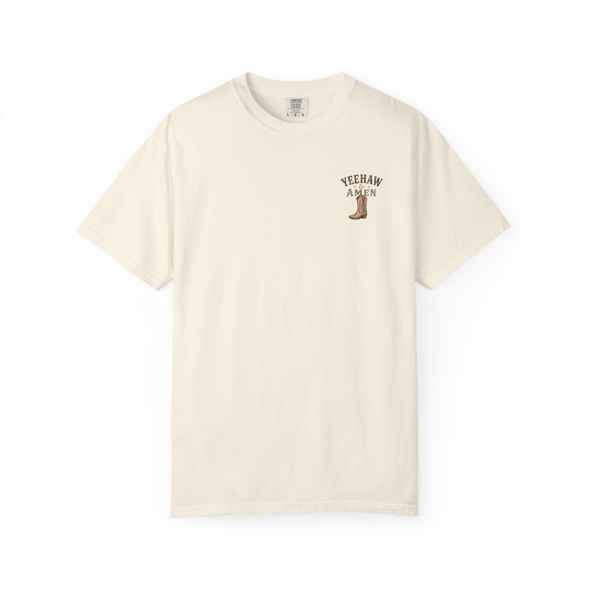 Yeehaw & Amen Comfort Colors® T-Shirt | Western Christian Graphic Tee | Proverbs 3:5-6 Cowboy Boots Shirt