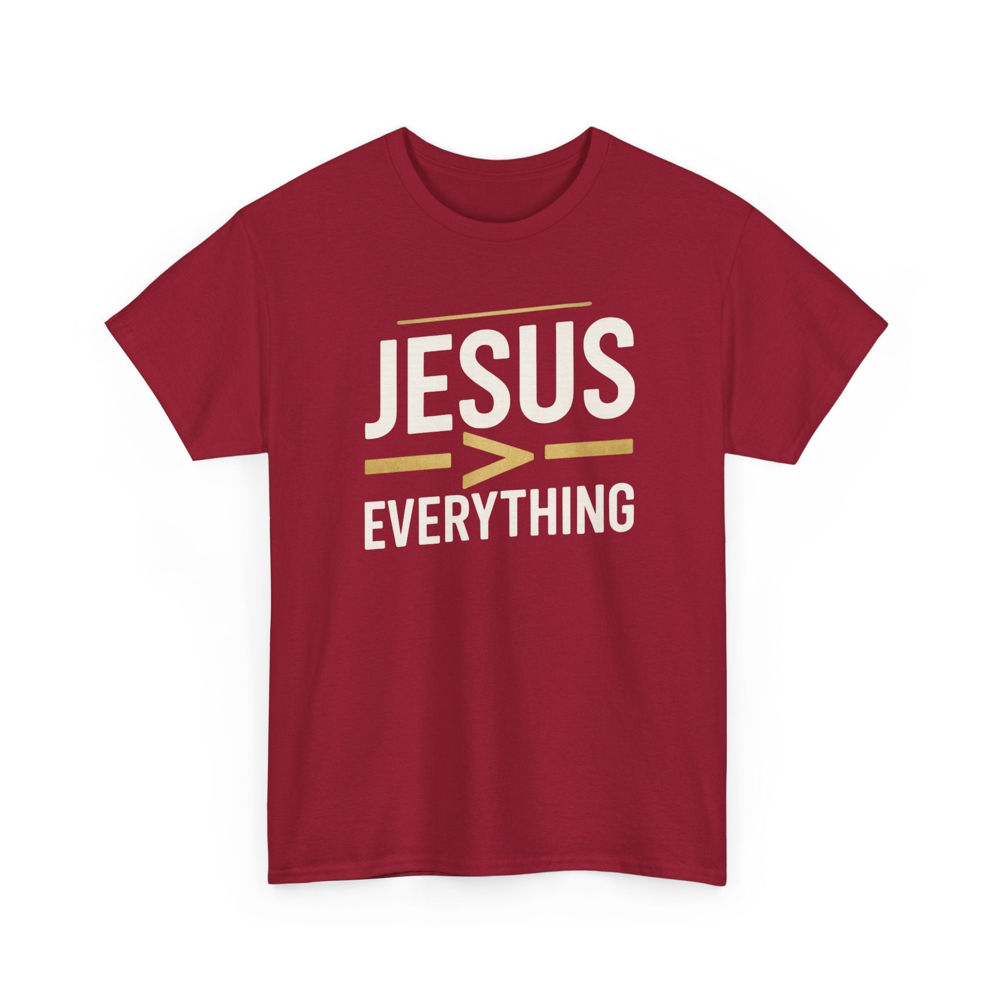 Jesus > Everything Shirt | Christian Faith Tee | Minimalist Jesus Graphic T-Shirt | Inspirational Church Shirt | Gildan 5000