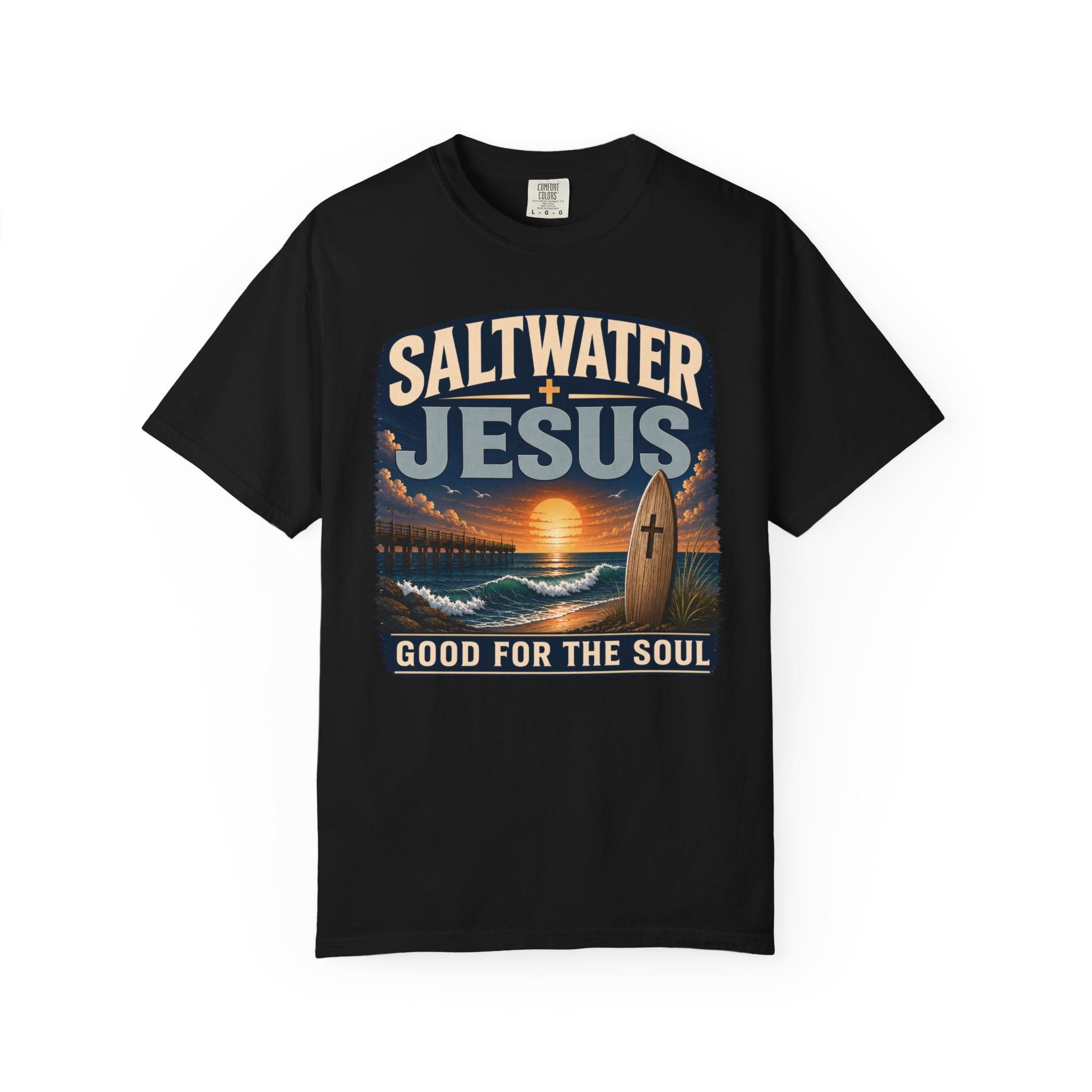 Saltwater + Jesus Good for the Soul Shirt | Comfort Colors 1717 Christian Beach T-Shirt | Coastal Faith Tee