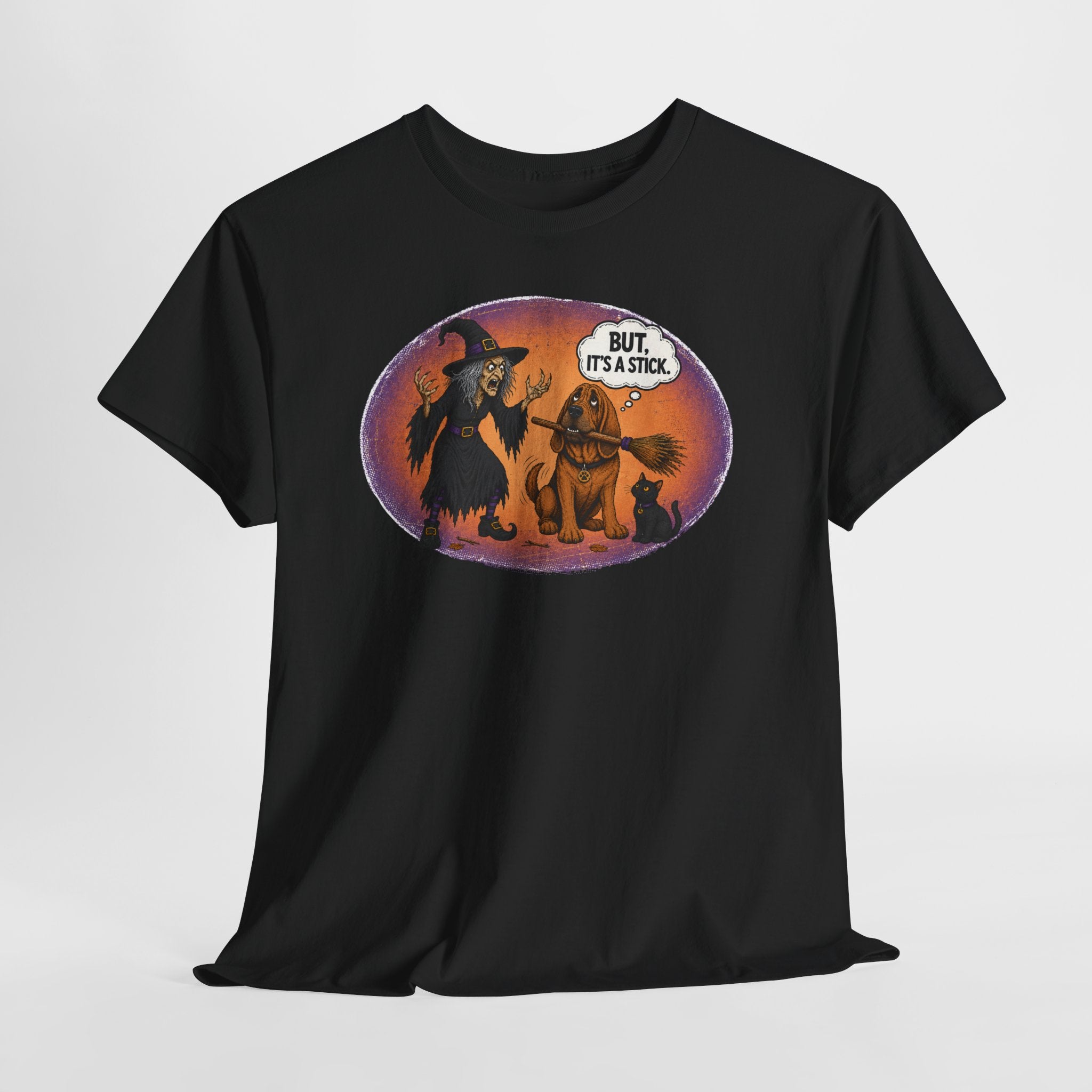 But, It’s a Stick Shirt | Funny Bloodhound Witch Halloween Tee | Spooky Dog Lover Shirt | Gildan 5000 Graphic T-Shirt