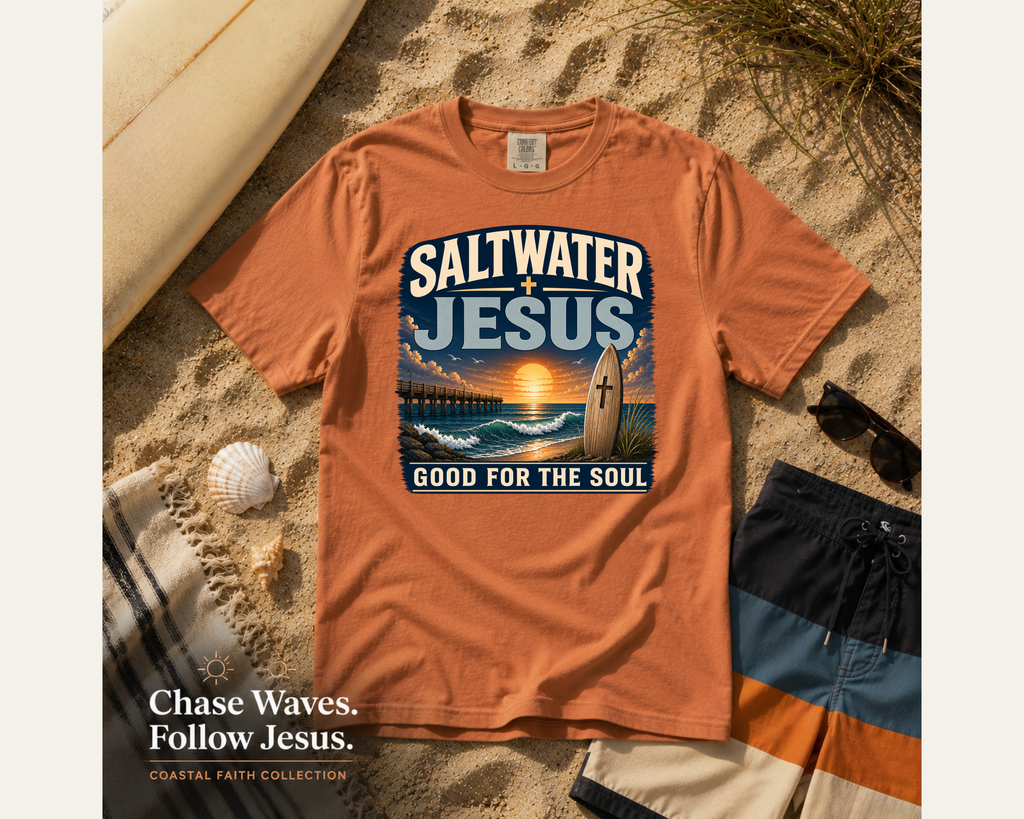 Saltwater + Jesus Good for the Soul Shirt | Comfort Colors 1717 Christian Beach T-Shirt | Coastal Faith Tee