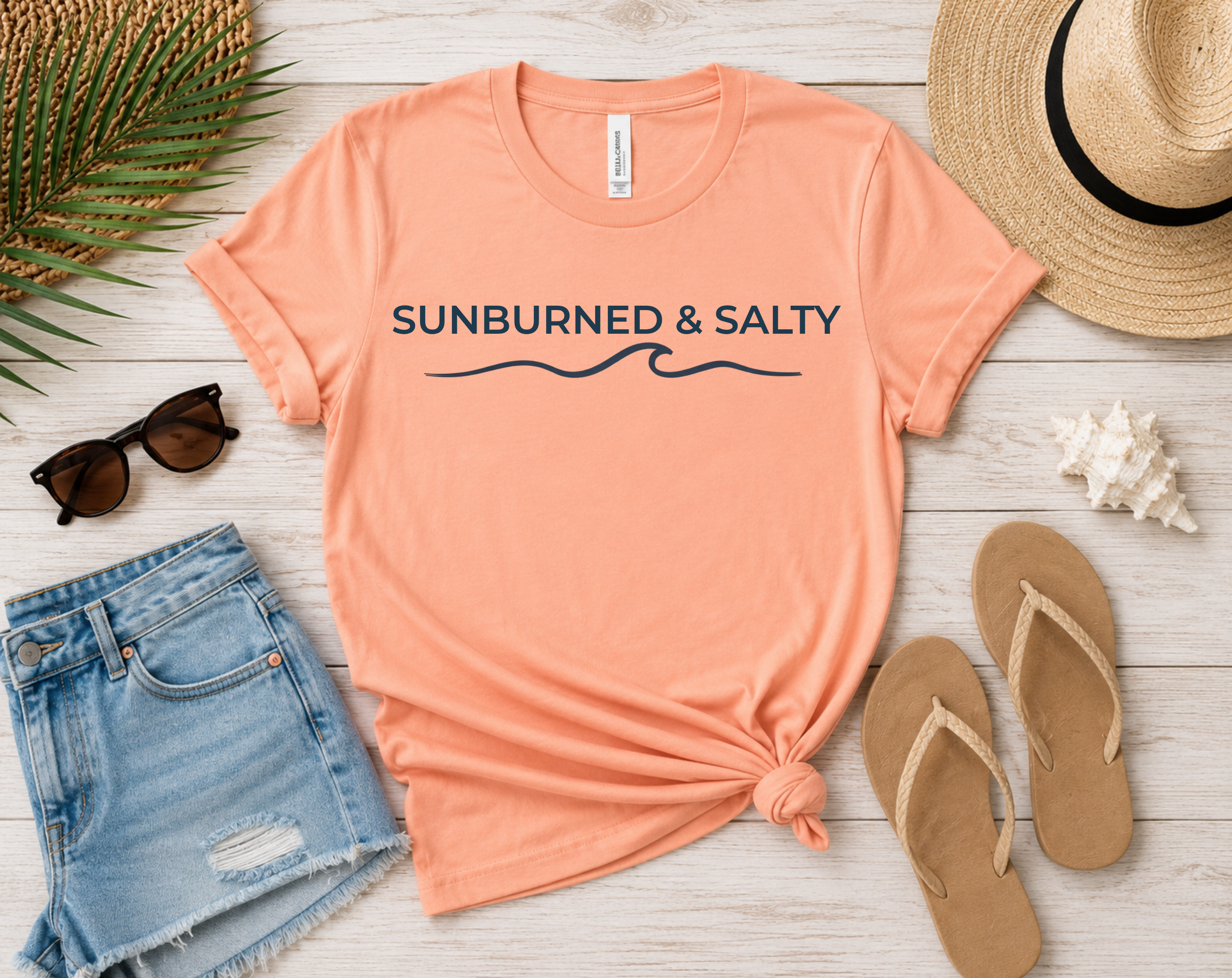 Sunburned & Salty Beach T-Shirt | Coastal Summer Graphic Tee | Bella + Canvas 3001
