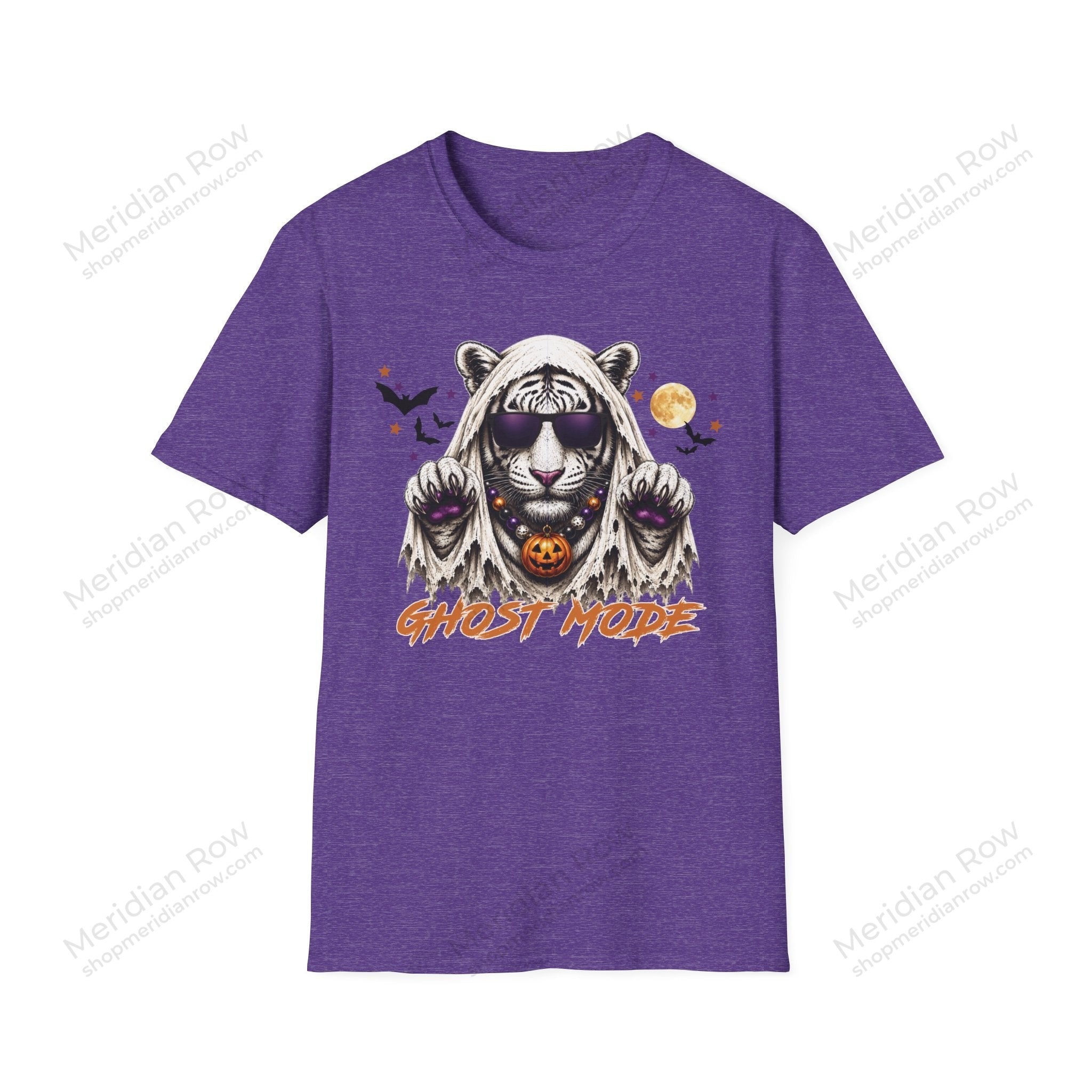 Ghost Mode Tiger Halloween Shirt | White Tiger Ghost Bella + Canvas 3001 | Cute Spooky Fall Graphic Tee | School Spirit Halloween Tee