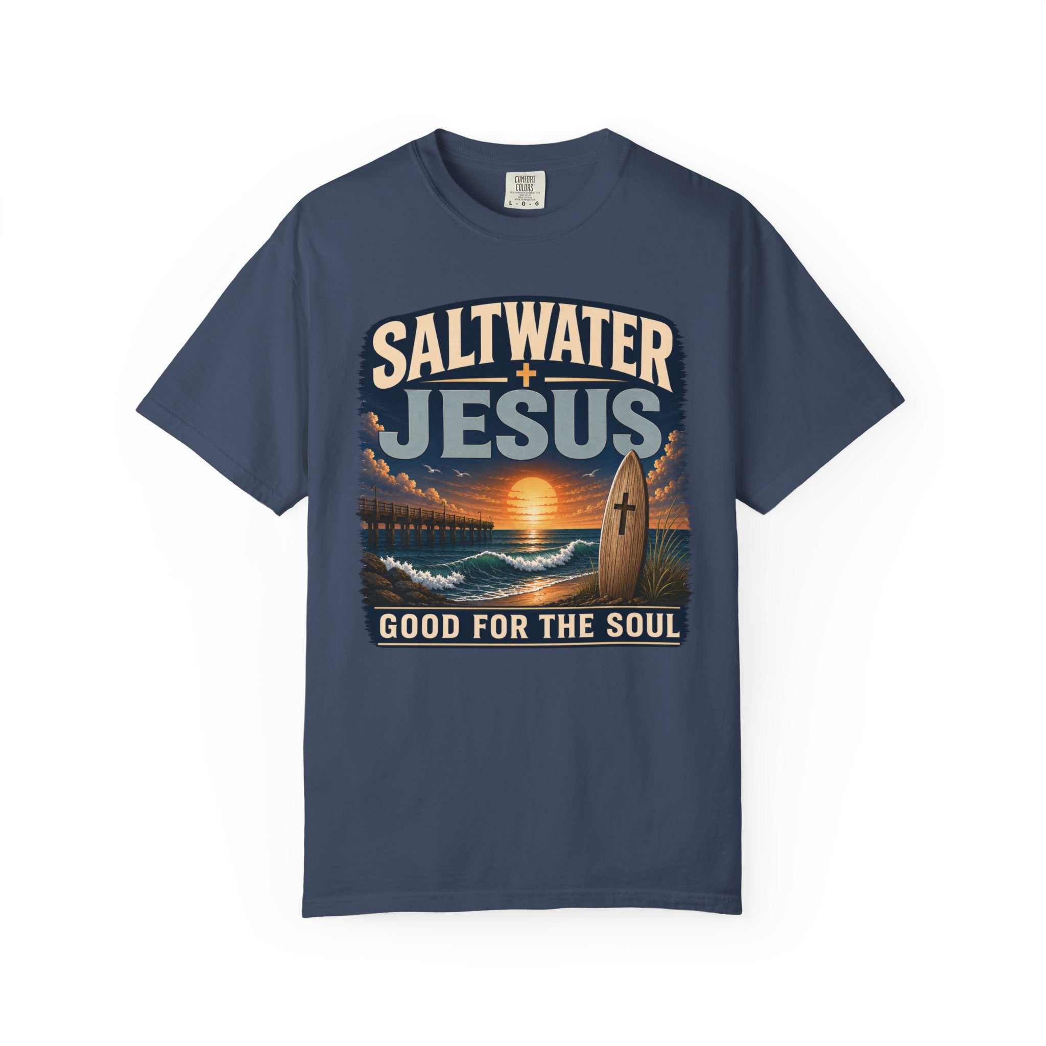 Saltwater + Jesus Good for the Soul Shirt | Comfort Colors 1717 Christian Beach T-Shirt | Coastal Faith Tee