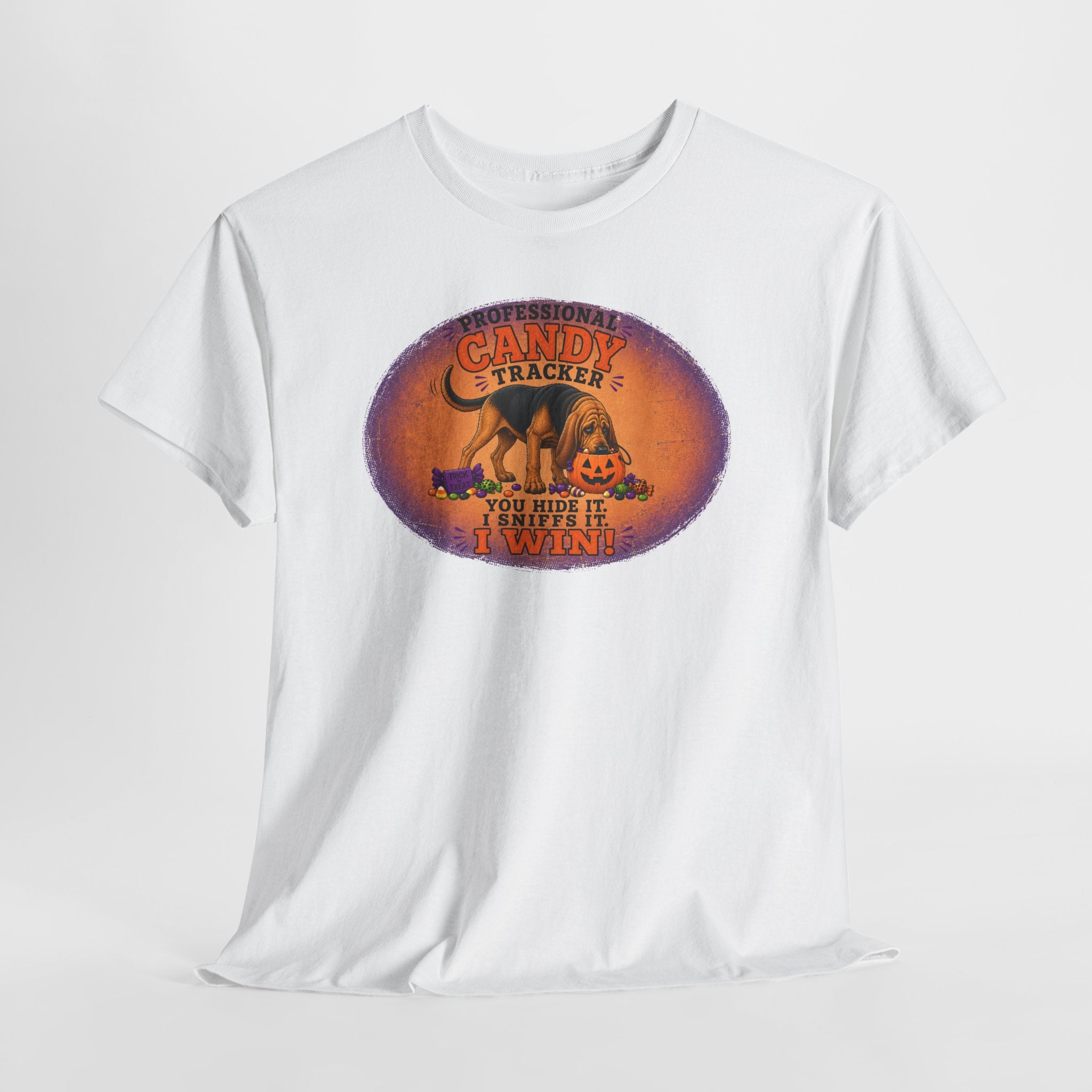 Professional Candy Tracker Shirt | Funny Bloodhound Halloween Tee | Dog Lover Fall Shirt | Gildan 5000 Graphic T-Shirt