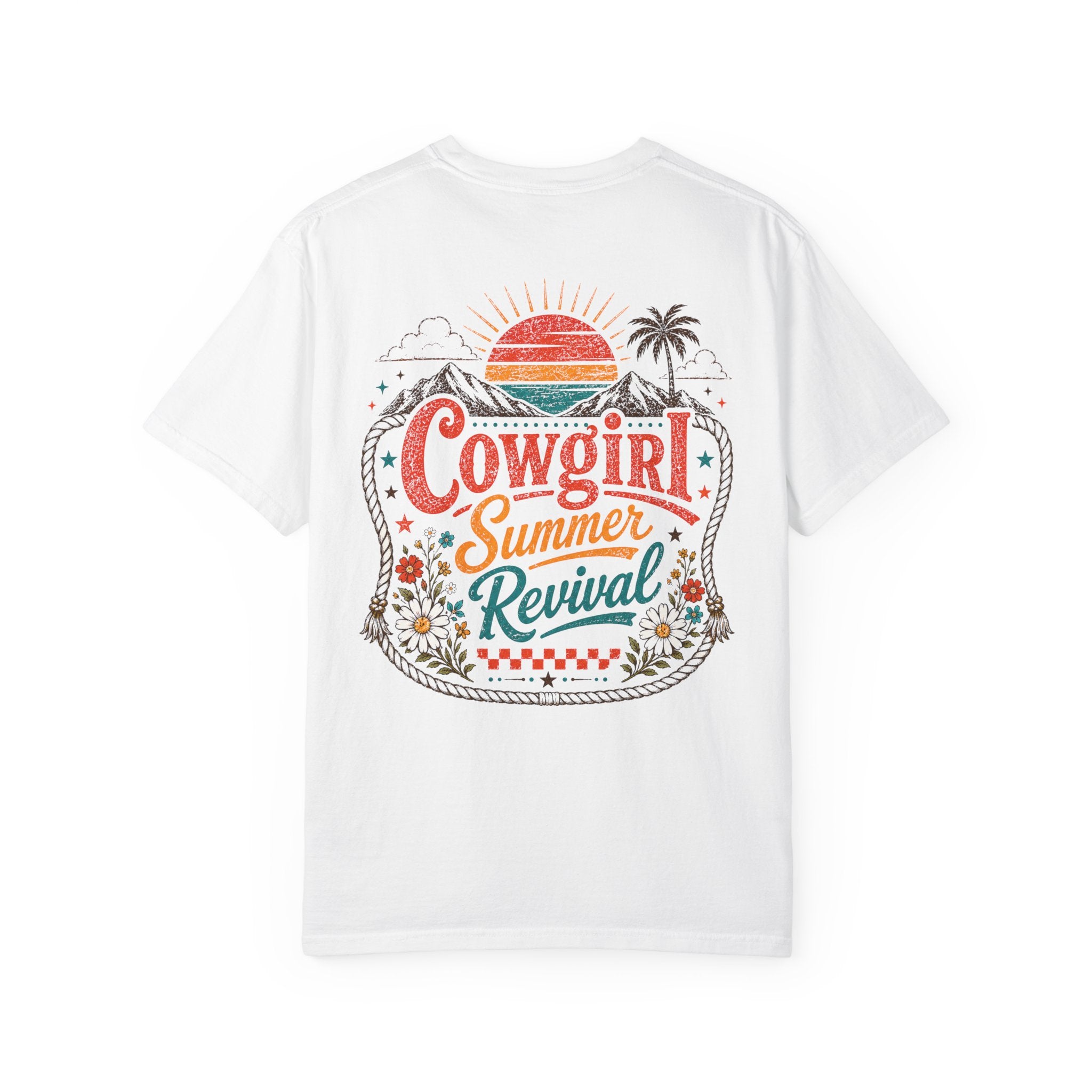 Western Cowgirl T-Shirt, Boho Summer Revival Tee, Vintage Country Music Festival Shirt, Retro Mountain Sunset Graphic Comfort Colors