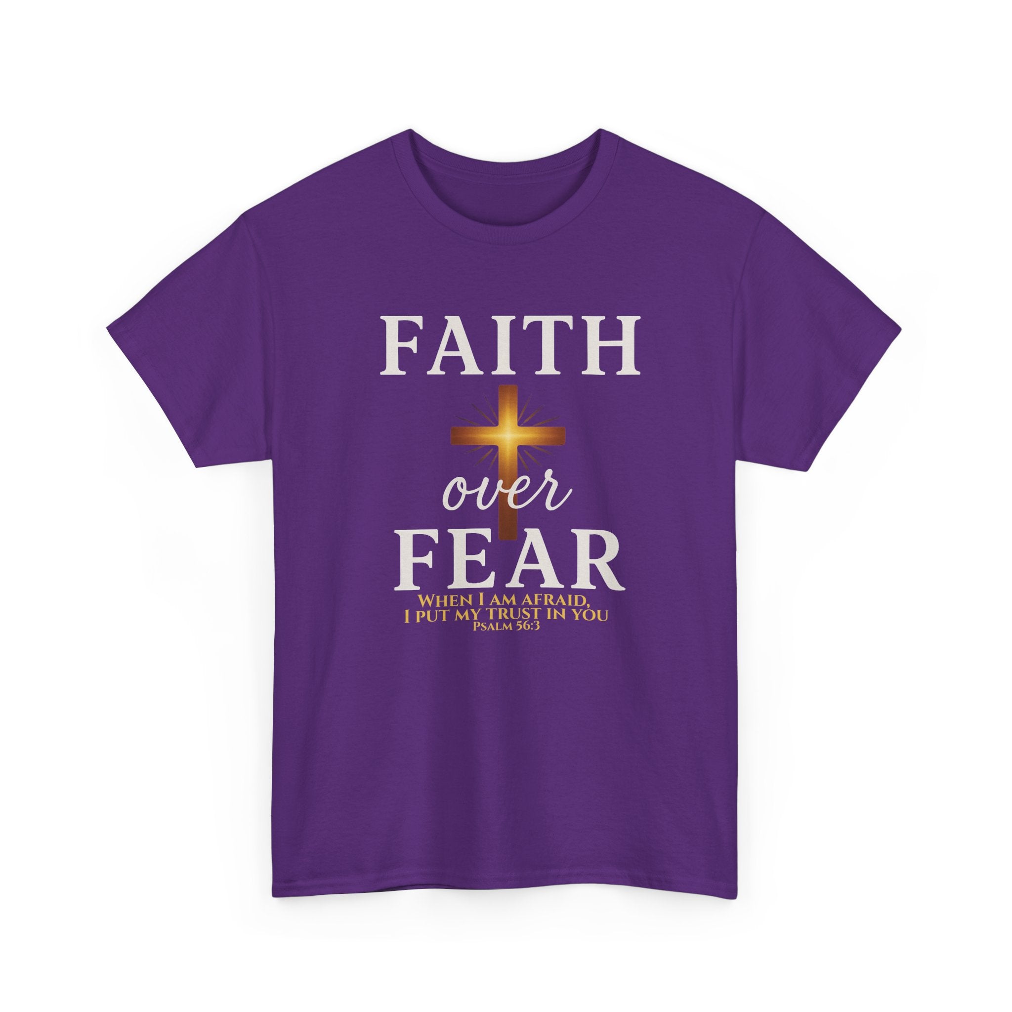 Faith Over Fear T-Shirt | Christian Apparel with Psalm 56:3 Bible Verse | Inspirational Religious Graphic Tee Gift