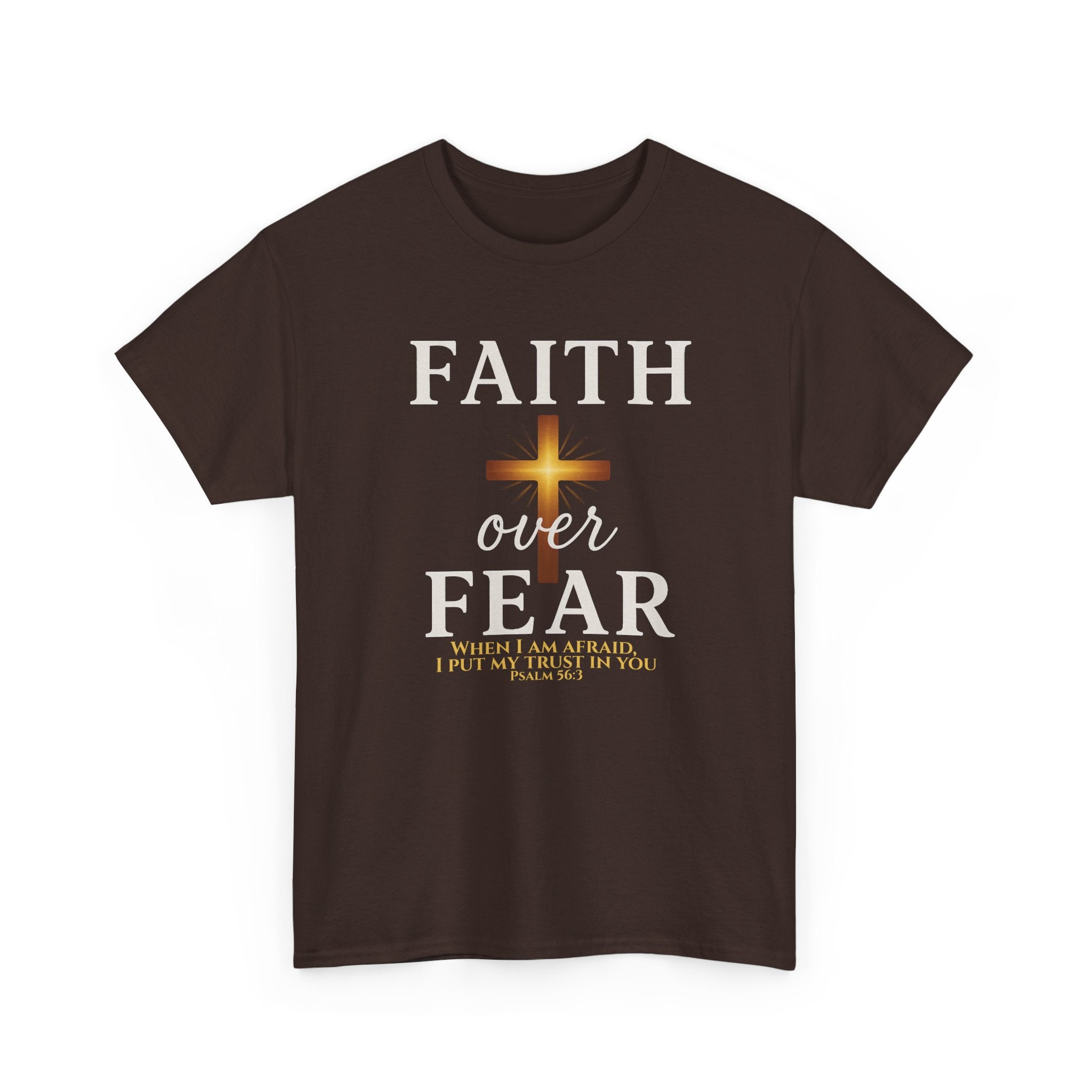 Faith Over Fear T-Shirt | Christian Apparel with Psalm 56:3 Bible Verse | Inspirational Religious Graphic Tee Gift