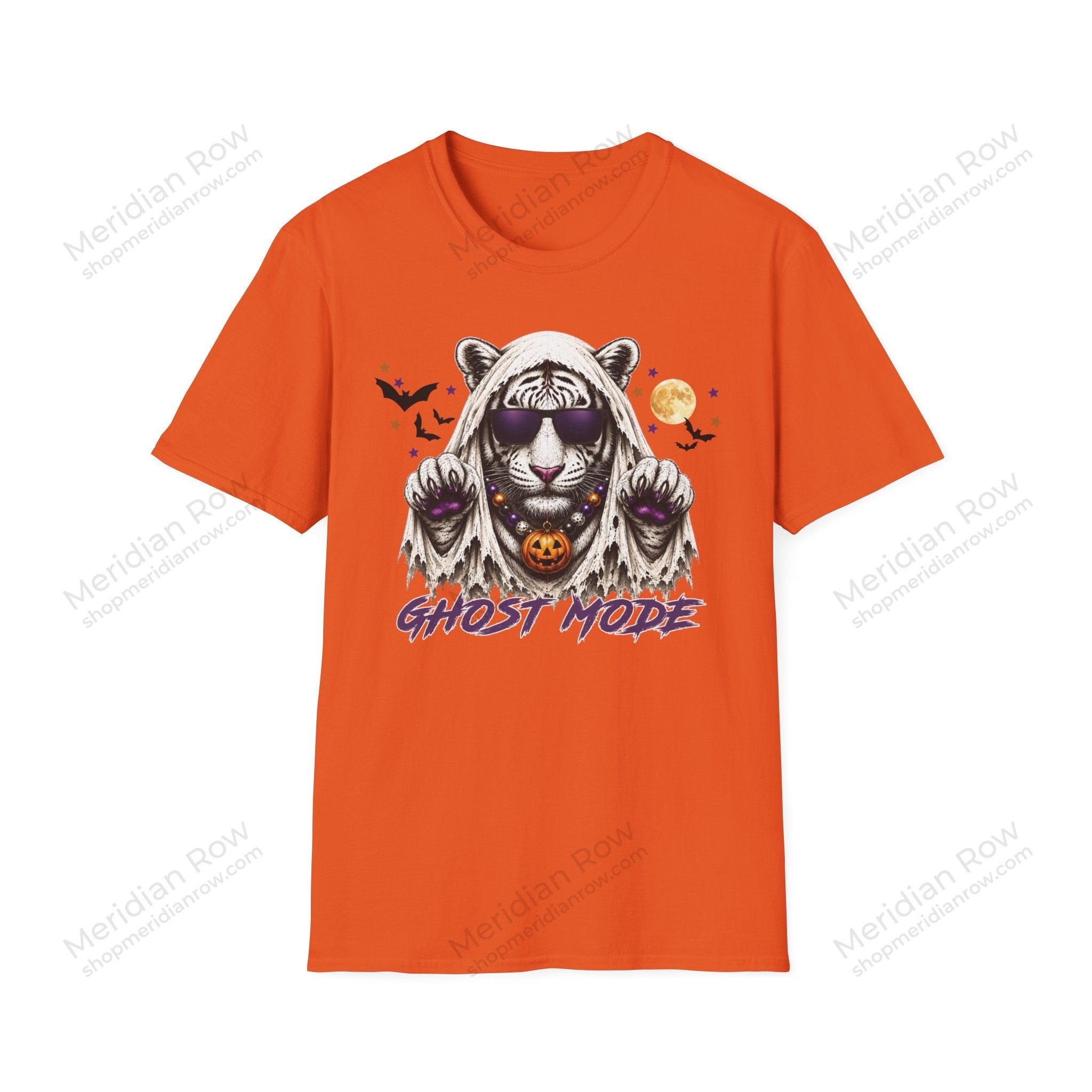 Ghost Mode Tiger Halloween Shirt | White Tiger Ghost Bella + Canvas 3001 | Cute Spooky Fall Graphic Tee | School Spirit Halloween Tee