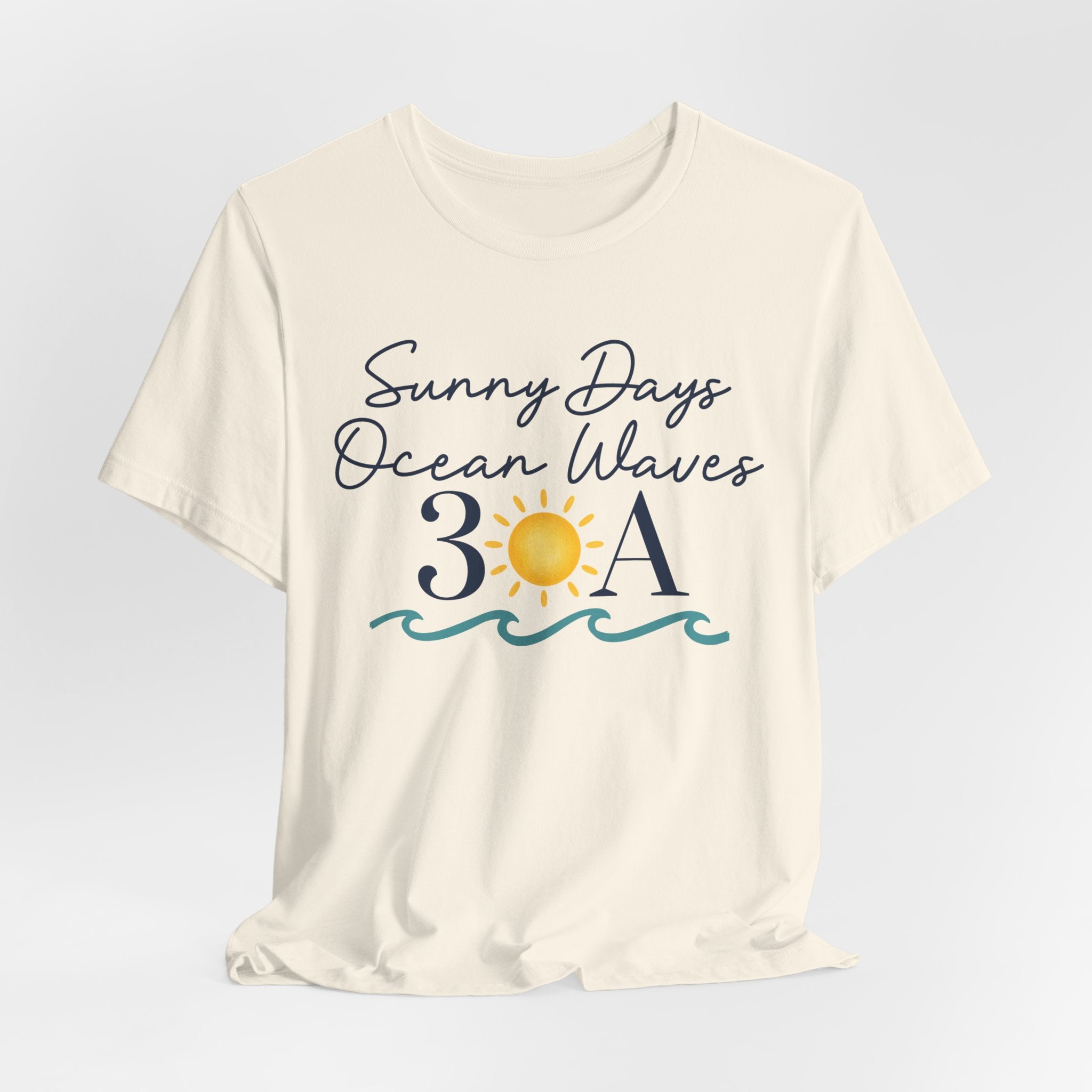 Sunny Days Ocean Waves 30A Bella + Canvas 3001 Shirt | Coastal Beach Graphic Tee | Florida Vacation T-Shirt