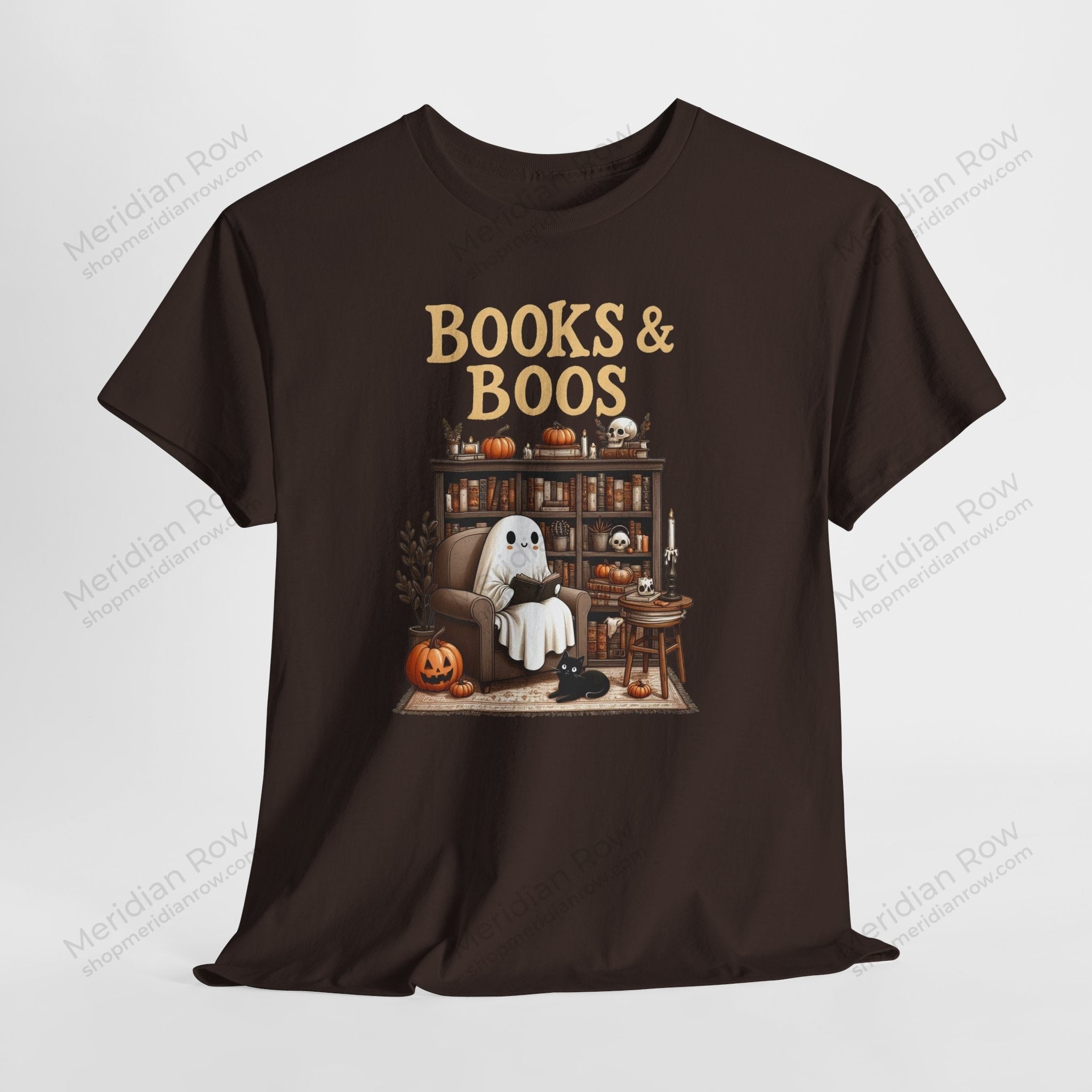 Whimsical Books & Boos Tee, Cozy Halloween Shirt, Ghostly Literature T-Shirt, Perfect for Book Lovers, Unisex Spooky Tee
