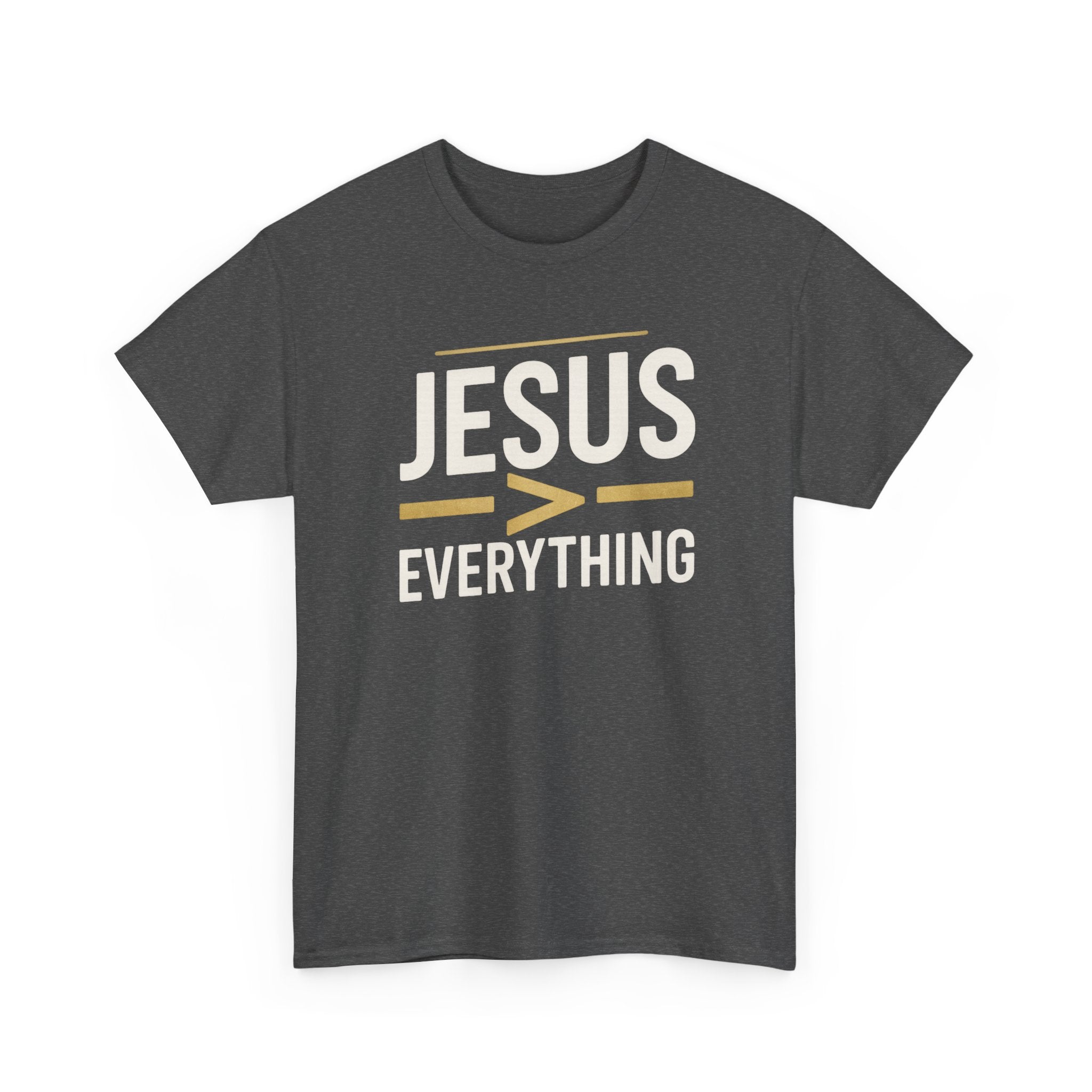 Jesus > Everything Shirt | Christian Faith Tee | Minimalist Jesus Graphic T-Shirt | Inspirational Church Shirt | Gildan 5000