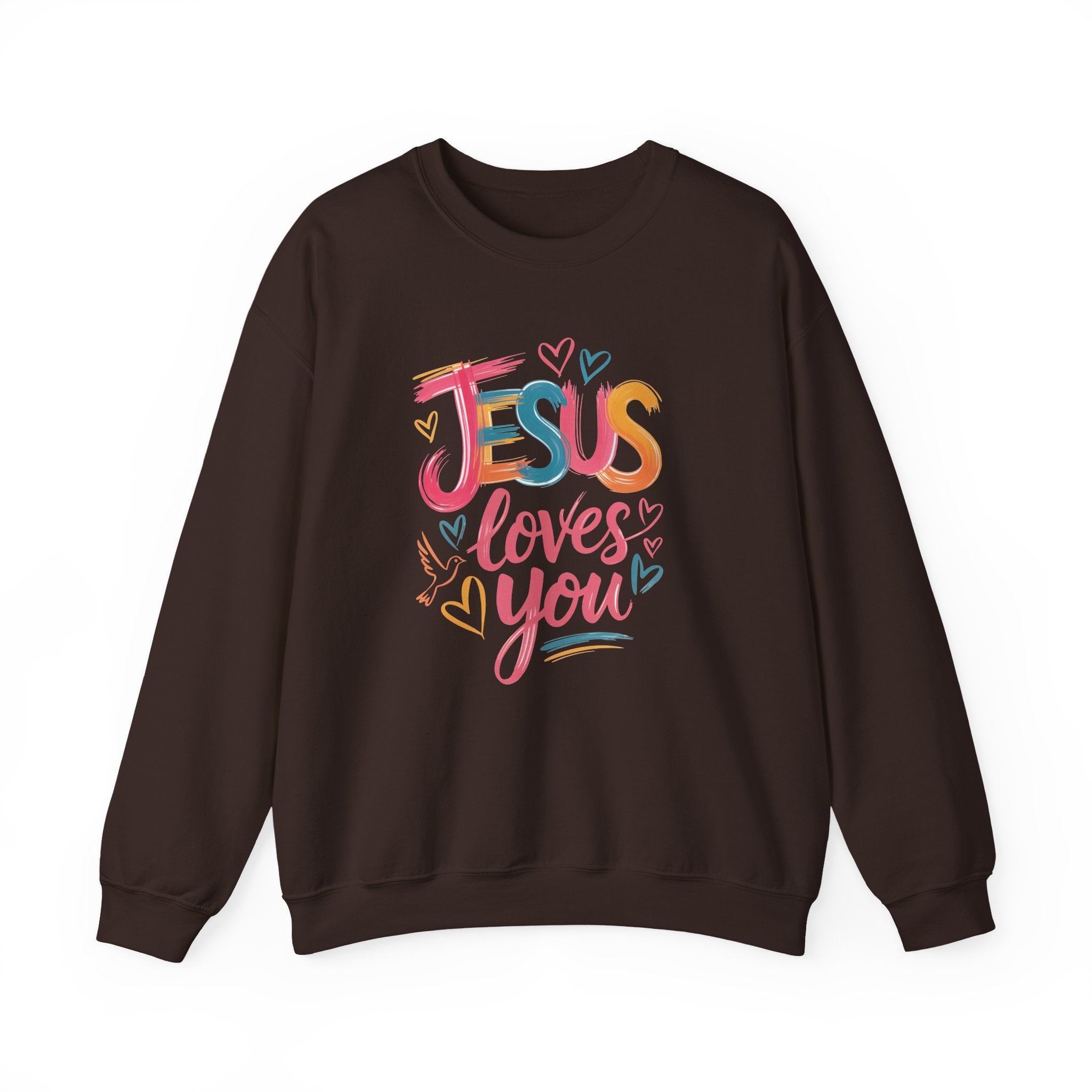 Jesus Loves You Sweatshirt | Colorful Christian Crewneck | Gildan 18000 Faith Sweatshirt | Inspirational Christian Apparel