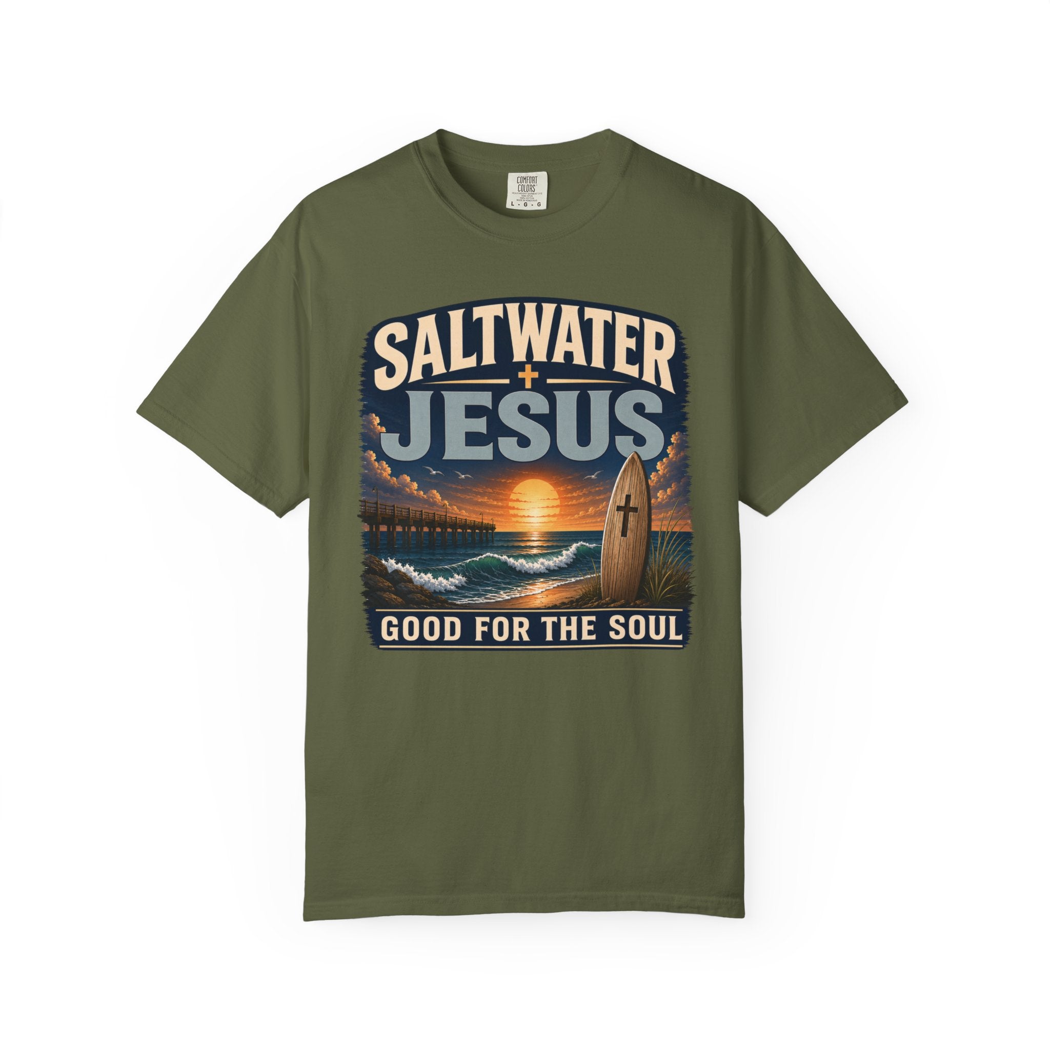 Saltwater + Jesus Good for the Soul Shirt | Comfort Colors 1717 Christian Beach T-Shirt | Coastal Faith Tee
