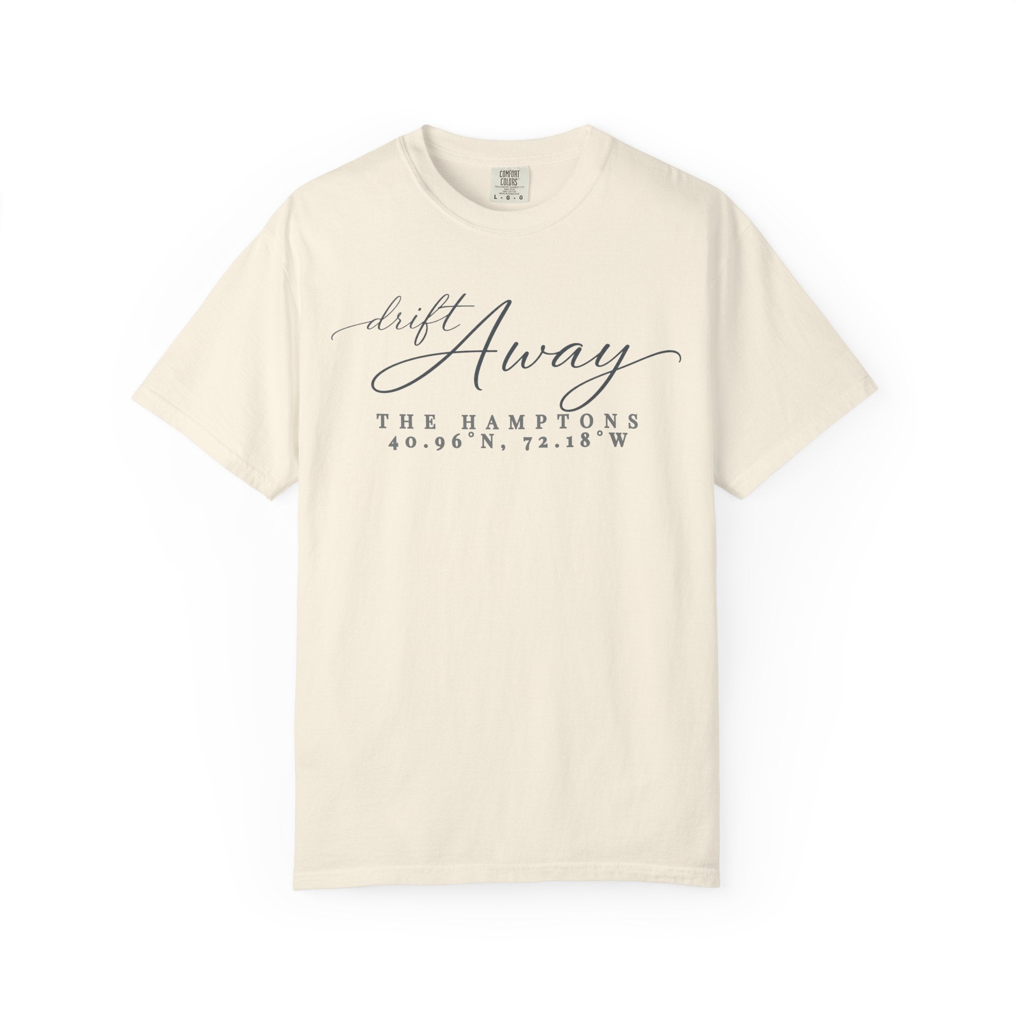 Hamptons Coordinates T-Shirt | Drift Away Comfort Colors Tee | Unisex Coastal Chic Summer Beach Vacation Shirt Gift