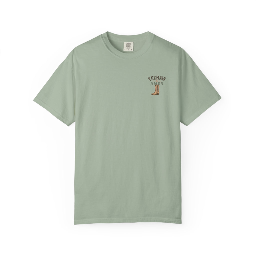 Yeehaw & Amen Comfort Colors® T-Shirt | Western Christian Graphic Tee | Proverbs 3:5-6 Cowboy Boots Shirt