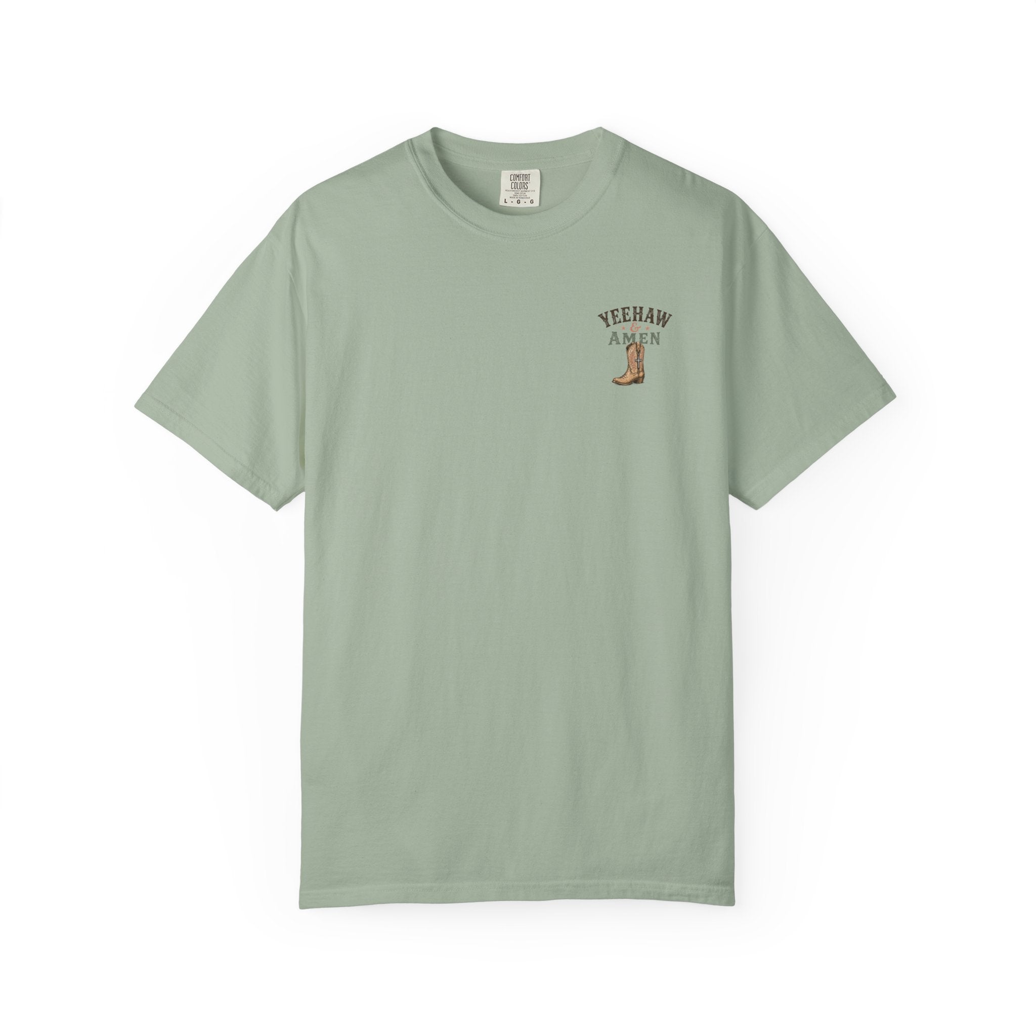 Yeehaw & Amen Comfort Colors® T-Shirt | Western Christian Graphic Tee | Proverbs 3:5-6 Cowboy Boots Shirt