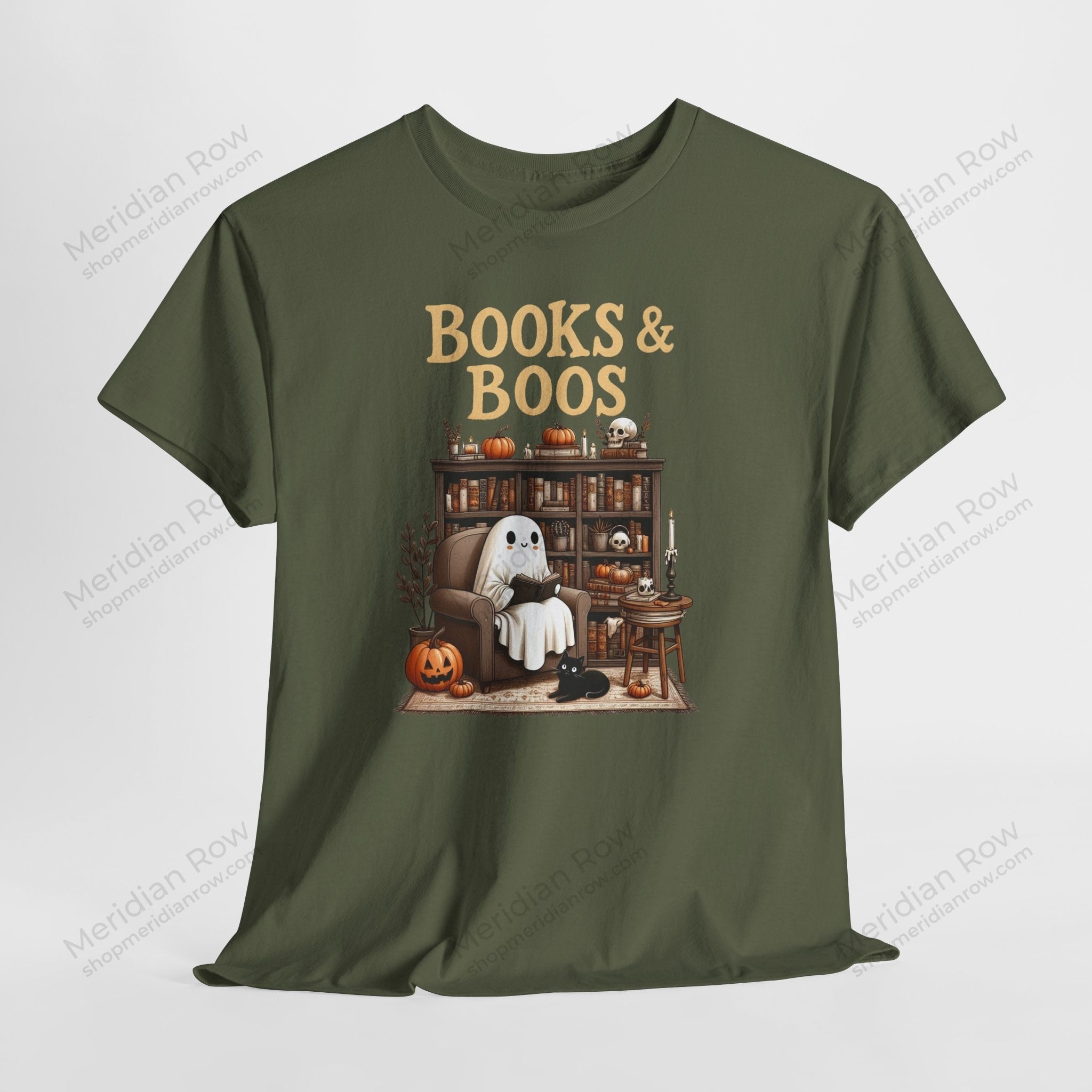 Whimsical Books & Boos Tee, Cozy Halloween Shirt, Ghostly Literature T-Shirt, Perfect for Book Lovers, Unisex Spooky Tee