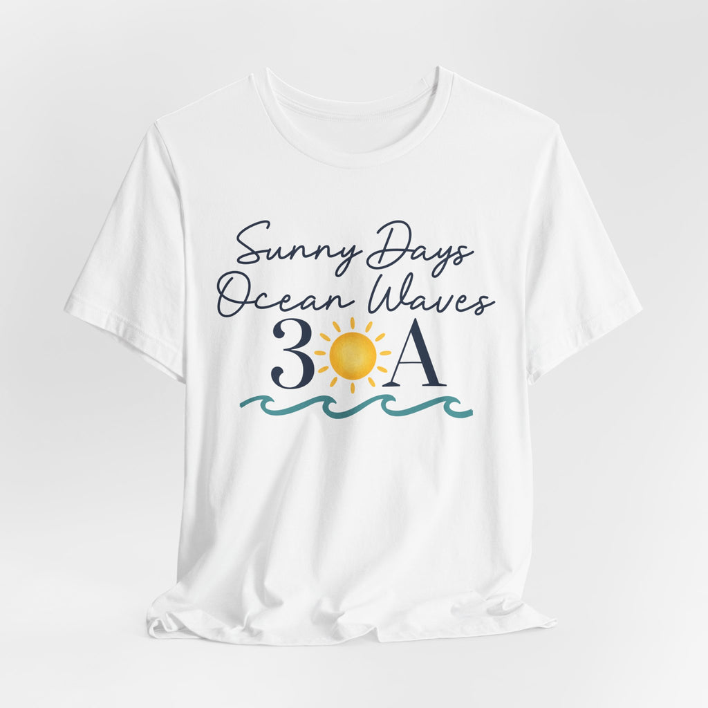 Sunny Days Ocean Waves 30A Bella + Canvas 3001 Shirt | Coastal Beach Graphic Tee | Florida Vacation T-Shirt