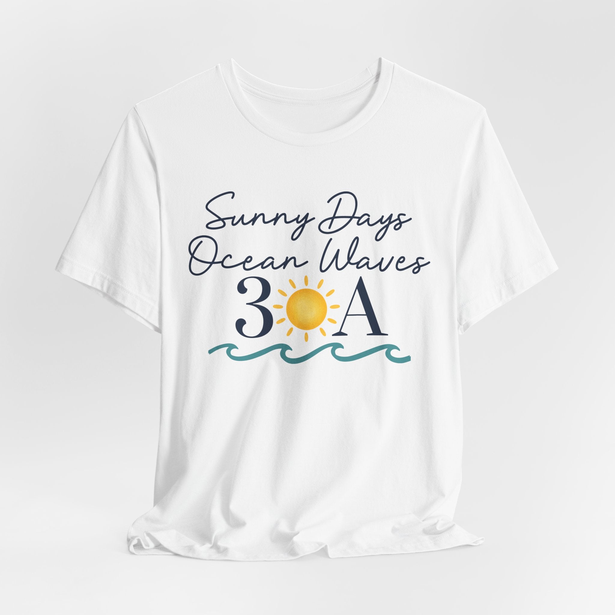 Sunny Days Ocean Waves 30A Bella + Canvas 3001 Shirt | Coastal Beach Graphic Tee | Florida Vacation T-Shirt