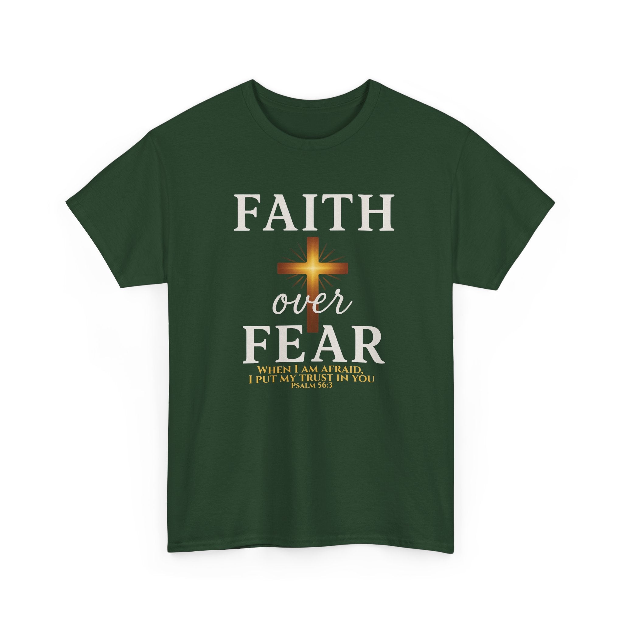 Faith Over Fear T-Shirt | Christian Apparel with Psalm 56:3 Bible Verse | Inspirational Religious Graphic Tee Gift