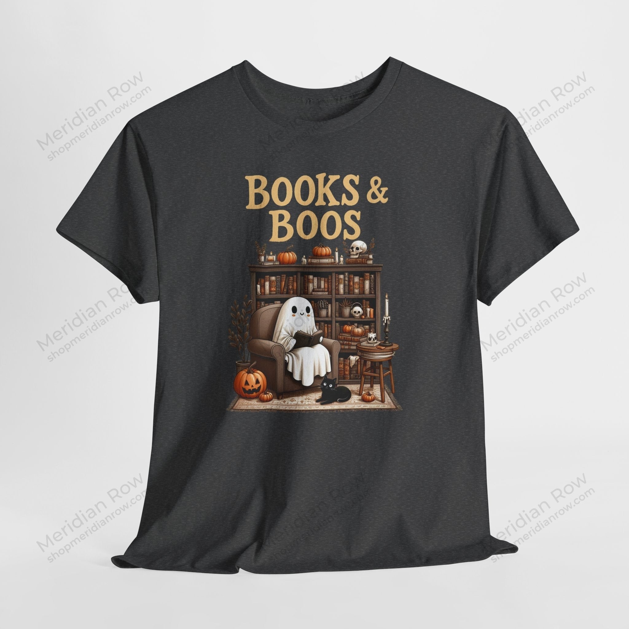 Whimsical Books & Boos Tee, Cozy Halloween Shirt, Ghostly Literature T-Shirt, Perfect for Book Lovers, Unisex Spooky Tee