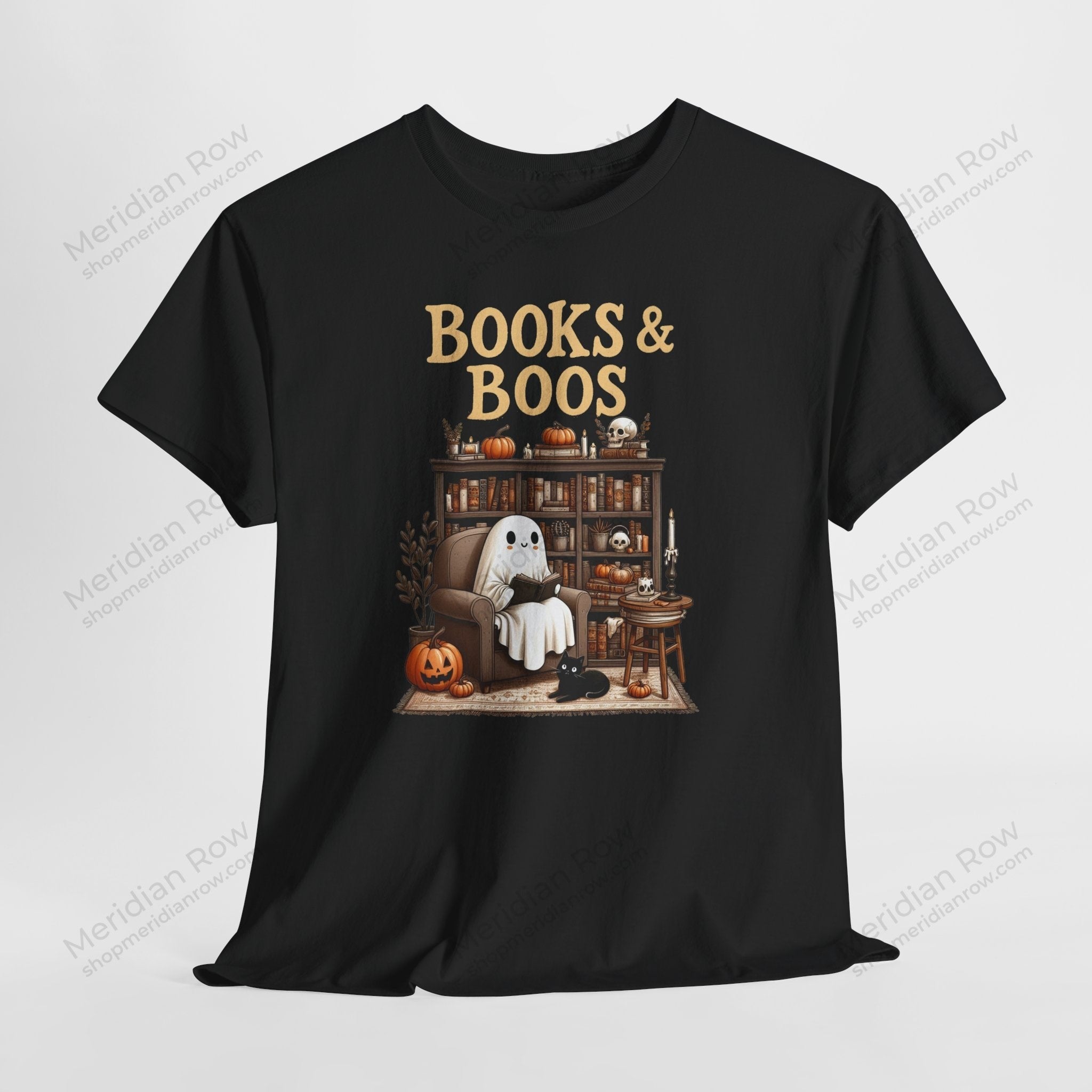 Whimsical Books & Boos Tee, Cozy Halloween Shirt, Ghostly Literature T-Shirt, Perfect for Book Lovers, Unisex Spooky Tee