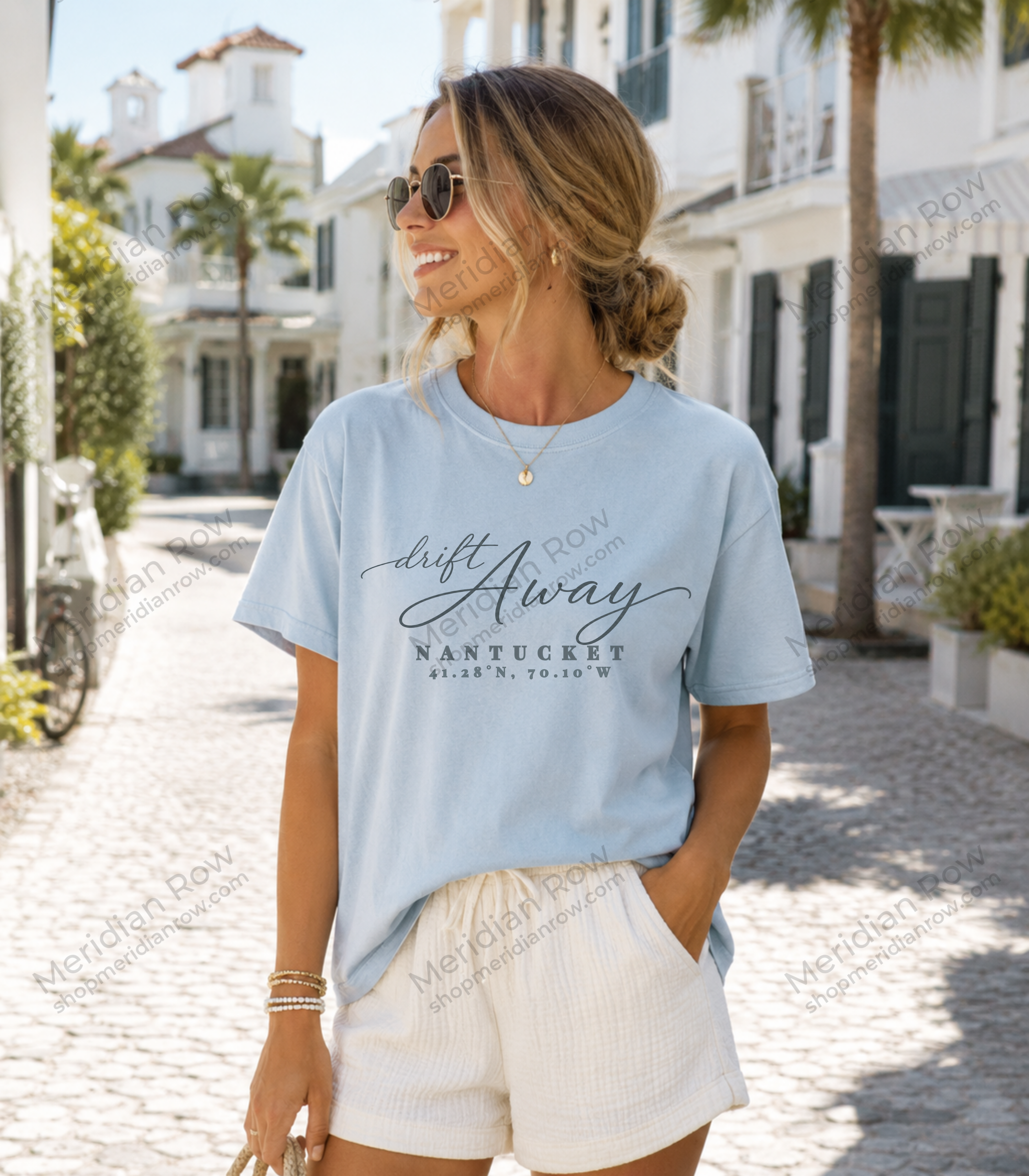 Nantucket T-Shirt | Coastal Vacation Tee | Drift Away Coordinates Shirt | Comfort Colors Beach Lover Gift | Summer Nautical Outfit