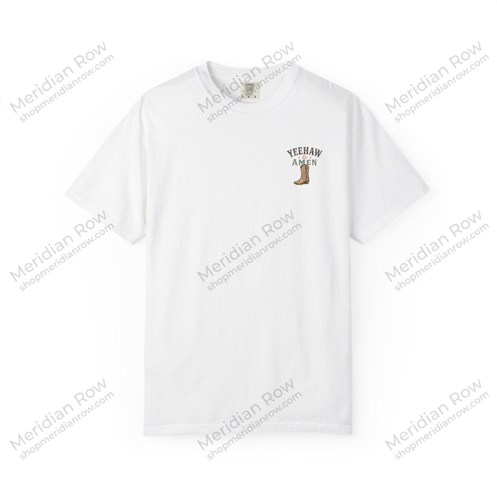 Yeehaw & Amen Comfort Colors® T-Shirt | Western Christian Graphic Tee | Proverbs 3:5-6 Cowboy Boots Shirt