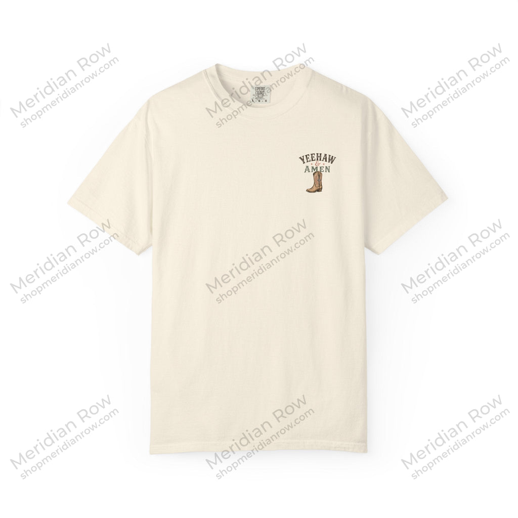 Yeehaw & Amen Comfort Colors® T-Shirt | Western Christian Graphic Tee | Proverbs 3:5-6 Cowboy Boots Shirt