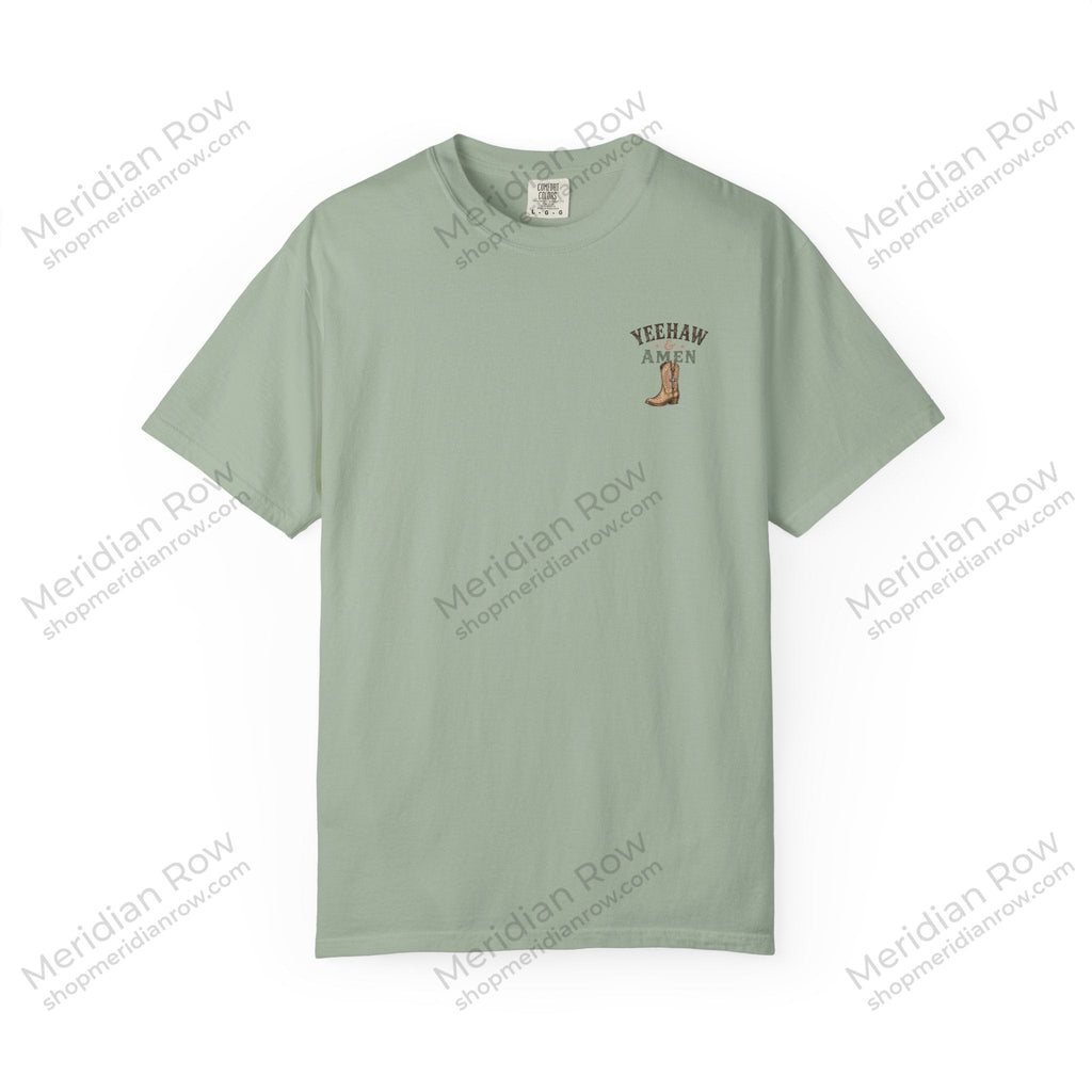 Yeehaw & Amen Comfort Colors® T-Shirt | Western Christian Graphic Tee | Proverbs 3:5-6 Cowboy Boots Shirt