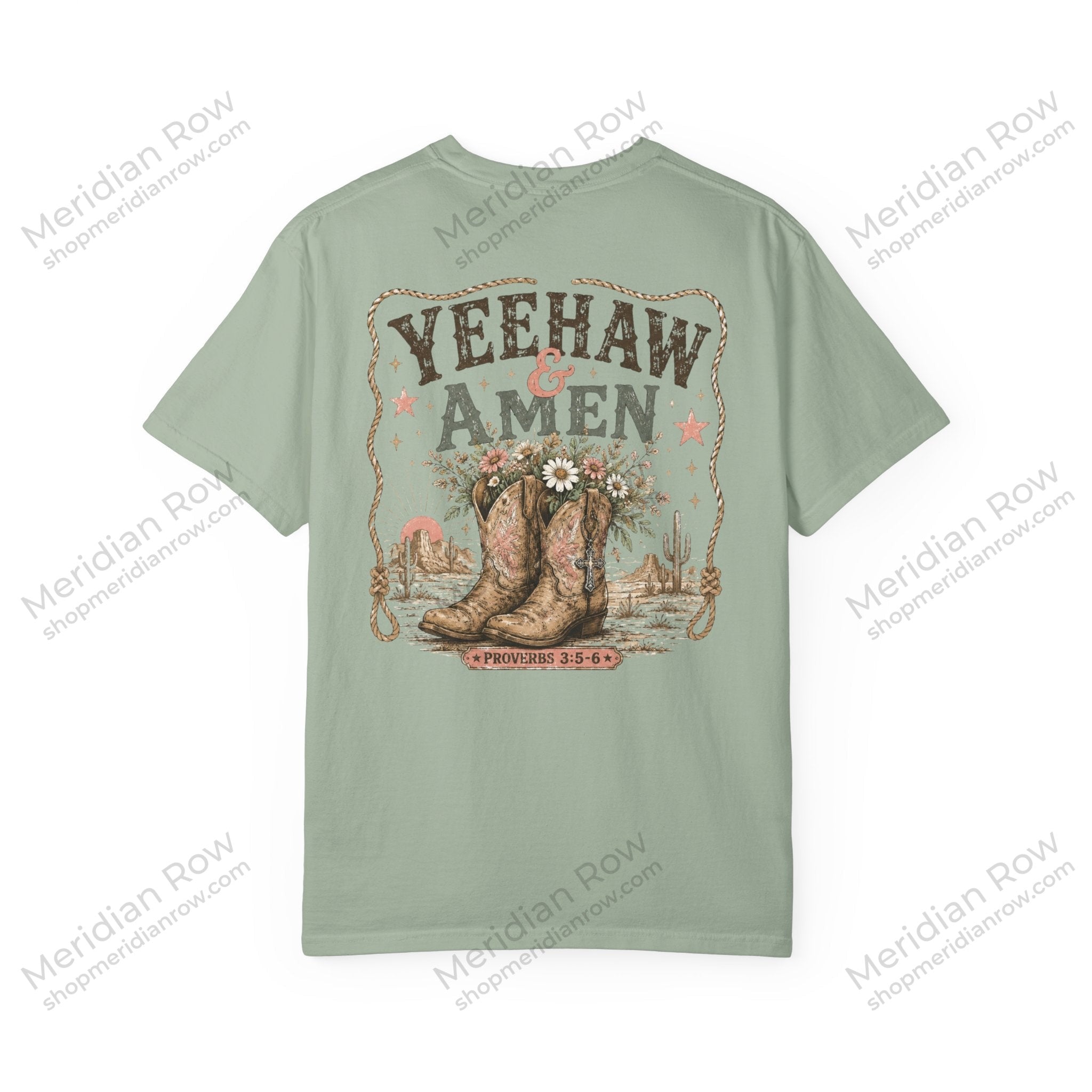 Yeehaw & Amen Comfort Colors® T-Shirt | Western Christian Graphic Tee | Proverbs 3:5-6 Cowboy Boots Shirt