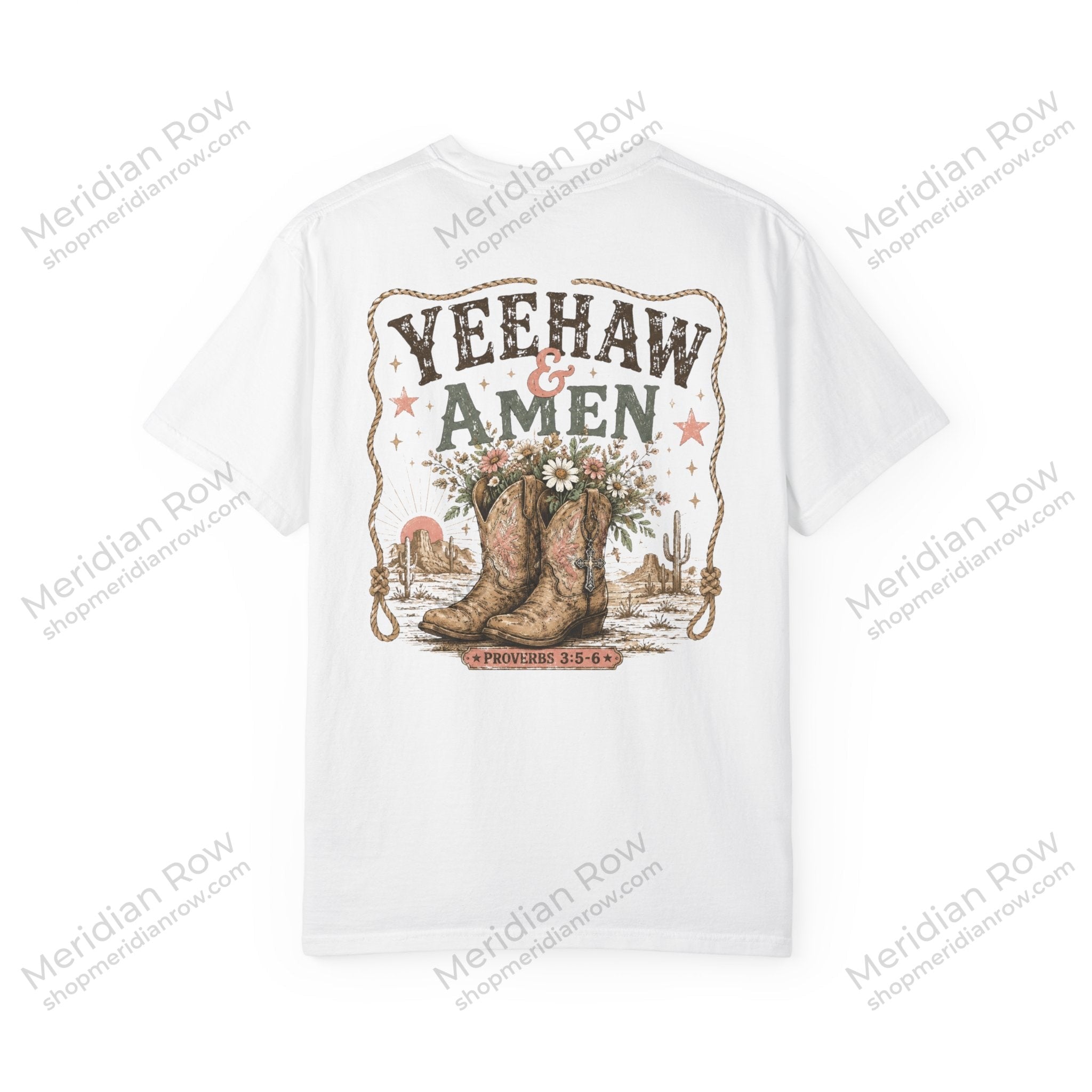 Yeehaw & Amen Comfort Colors® T-Shirt | Western Christian Graphic Tee | Proverbs 3:5-6 Cowboy Boots Shirt