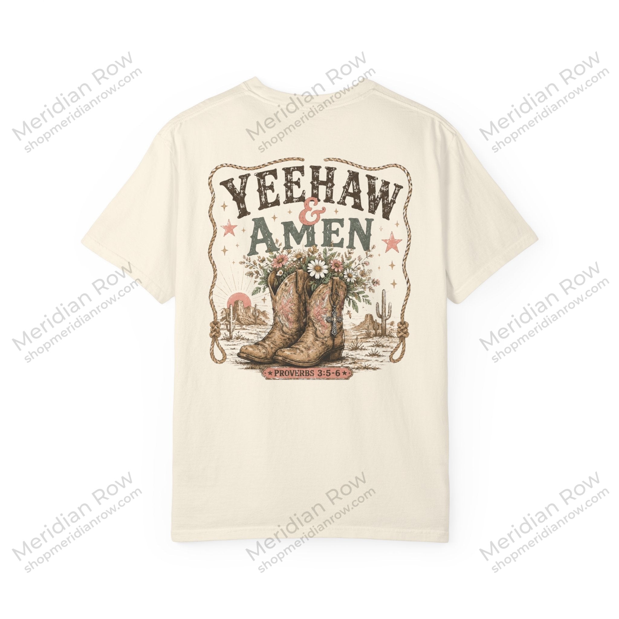 Yeehaw & Amen Comfort Colors® T-Shirt | Western Christian Graphic Tee | Proverbs 3:5-6 Cowboy Boots Shirt