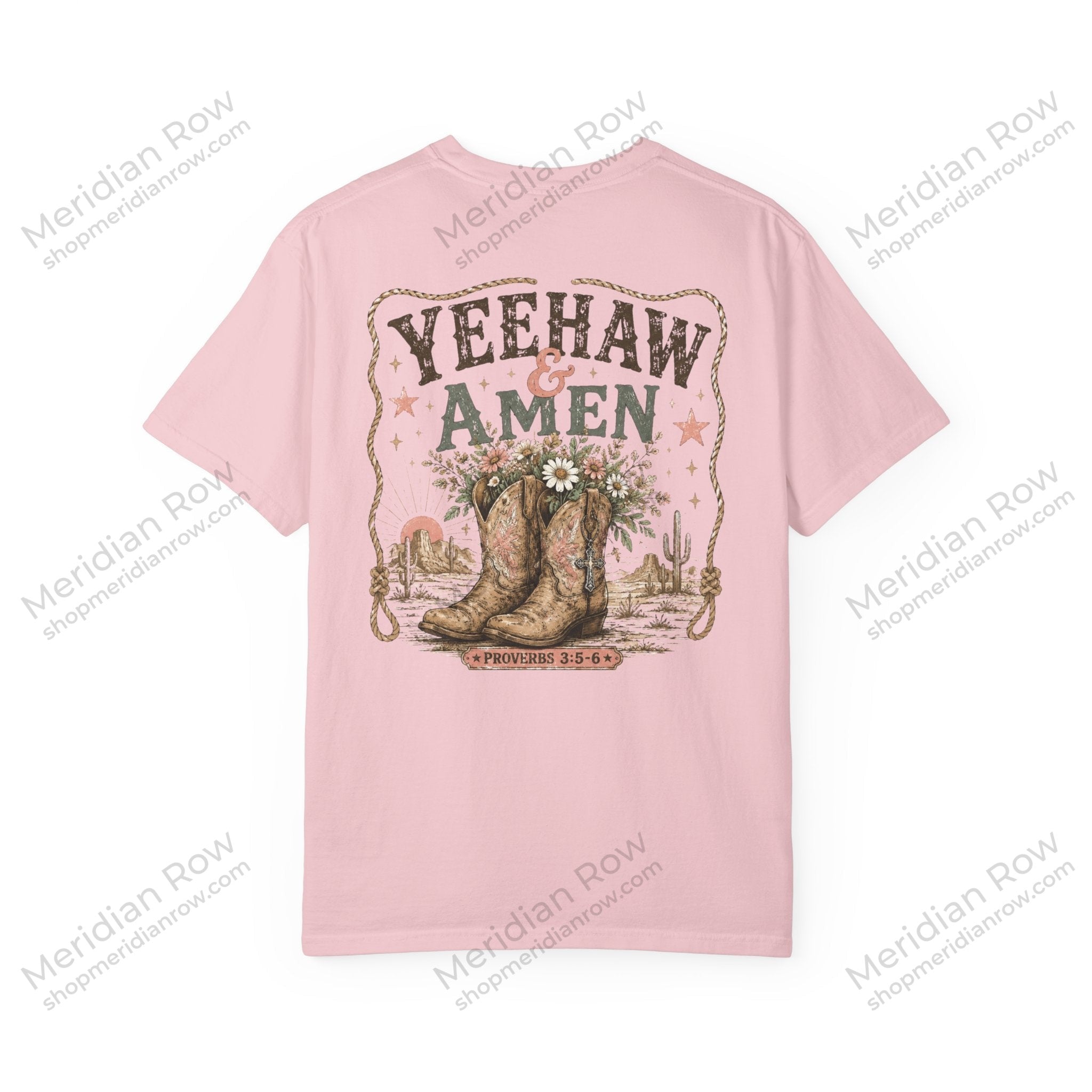 Yeehaw & Amen Comfort Colors® T-Shirt | Western Christian Graphic Tee | Proverbs 3:5-6 Cowboy Boots Shirt