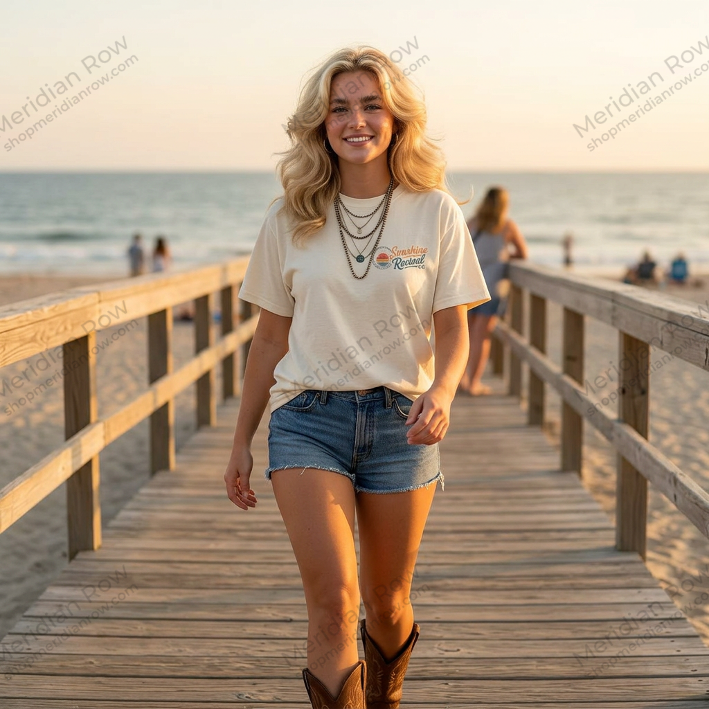 Western Cowgirl T-Shirt, Boho Summer Revival Tee, Vintage Country Music Festival Shirt, Retro Mountain Sunset Graphic Comfort Colors