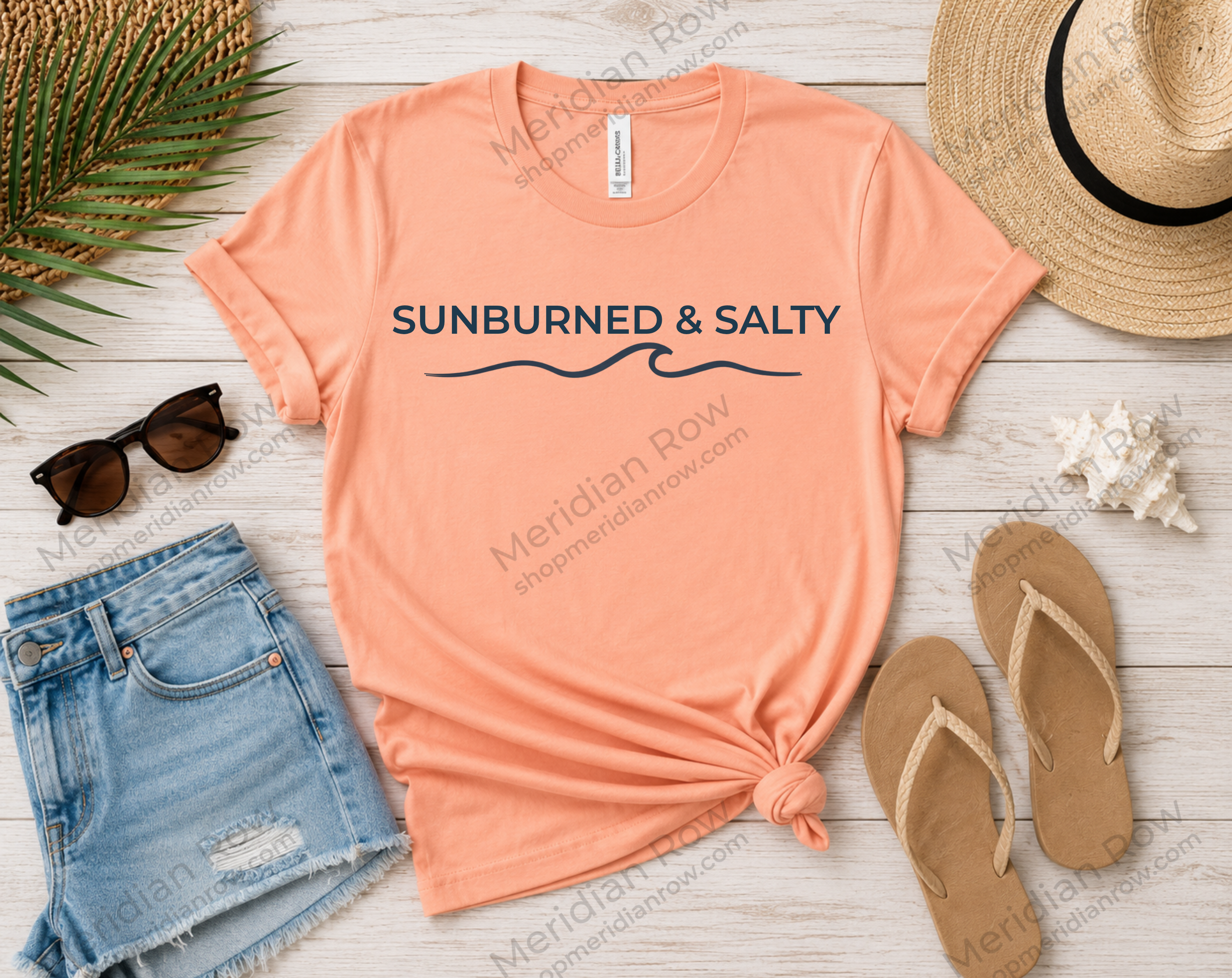 Sunburned & Salty Beach T-Shirt | Coastal Summer Graphic Tee | Bella + Canvas 3001
