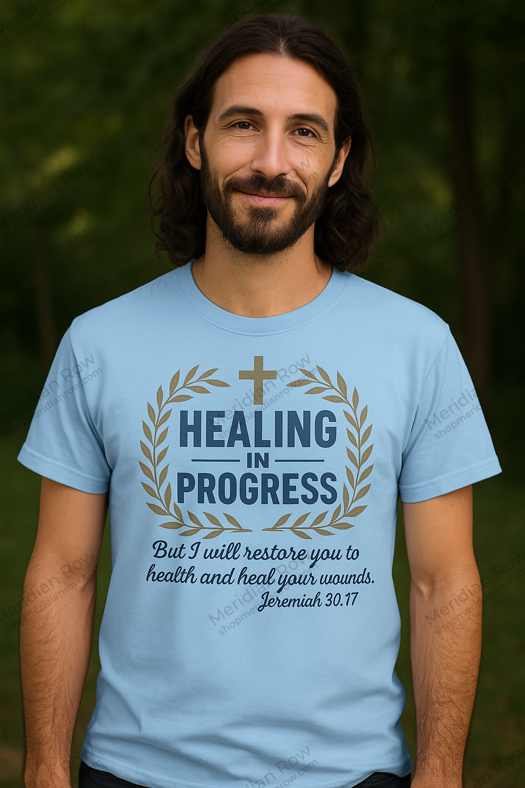 Healing In Progress Men's Christian T-Shirt | Jeremiah 30:17 Bible Verse Tee | Faith-Based Graphic Shirt | Inspirational Christian Gift | Back Neck Cross Detail