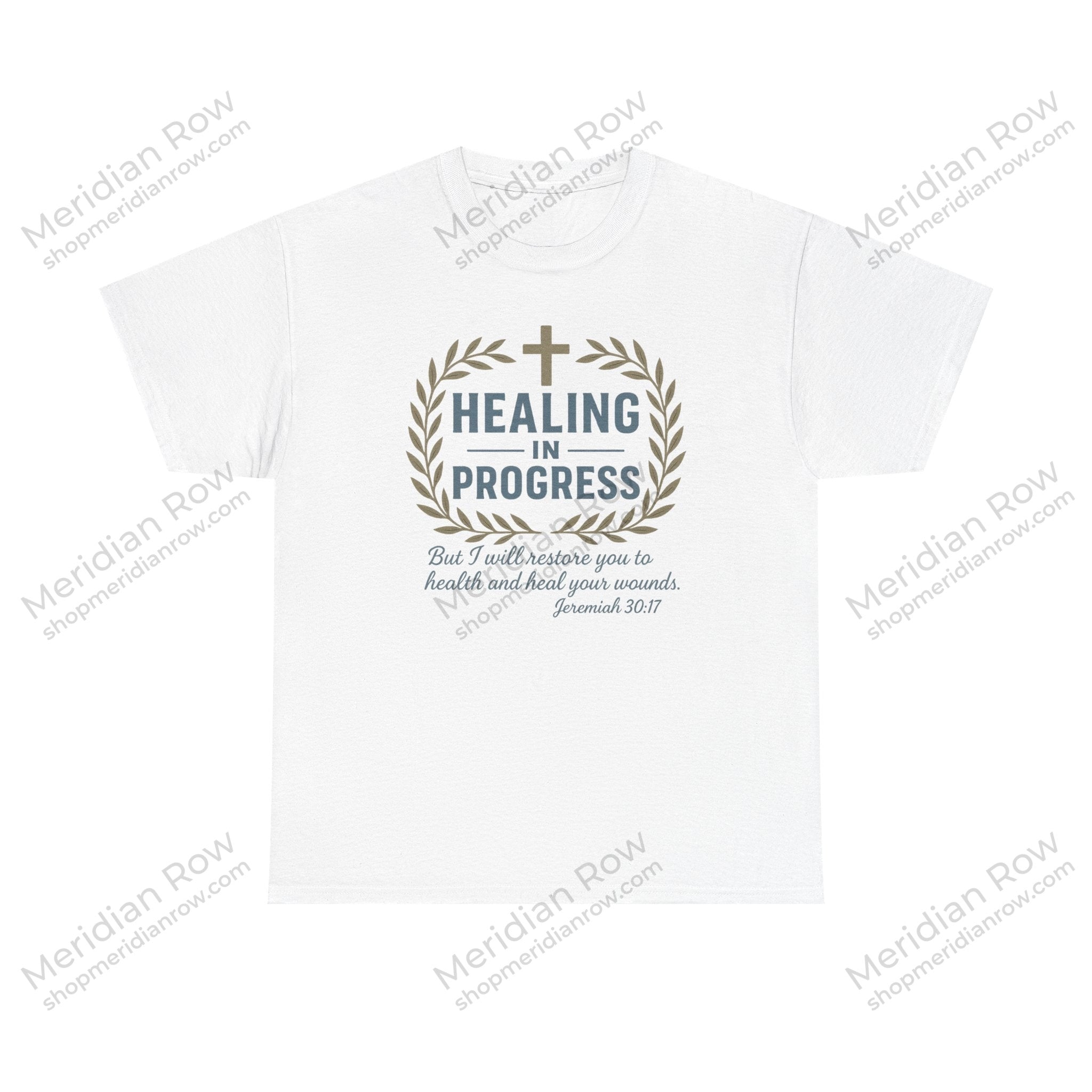 Healing In Progress Men's Christian T-Shirt | Jeremiah 30:17 Bible Verse Tee | Faith-Based Graphic Shirt | Inspirational Christian Gift | Back Neck Cross Detail