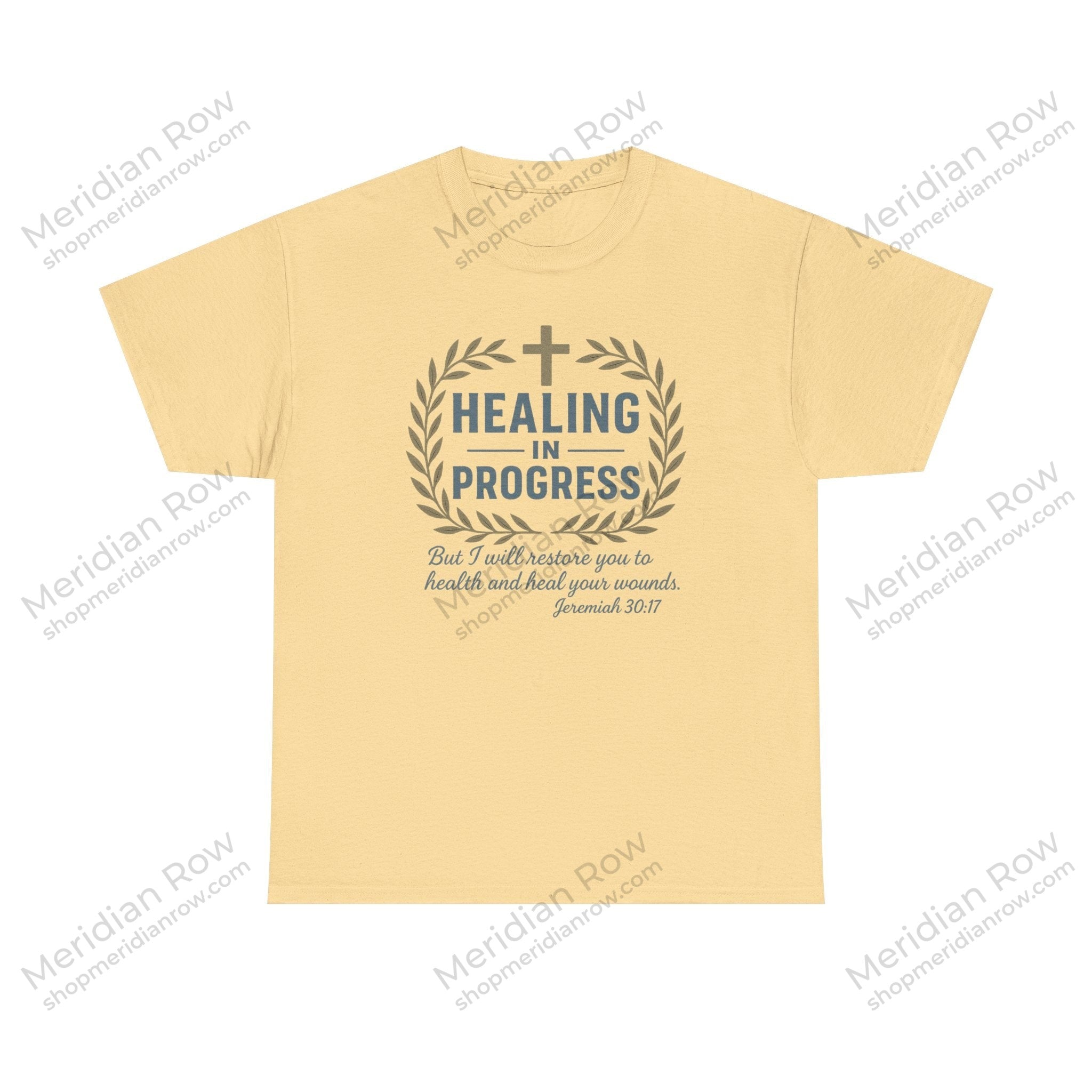 Healing In Progress Men's Christian T-Shirt | Jeremiah 30:17 Bible Verse Tee | Faith-Based Graphic Shirt | Inspirational Christian Gift | Back Neck Cross Detail