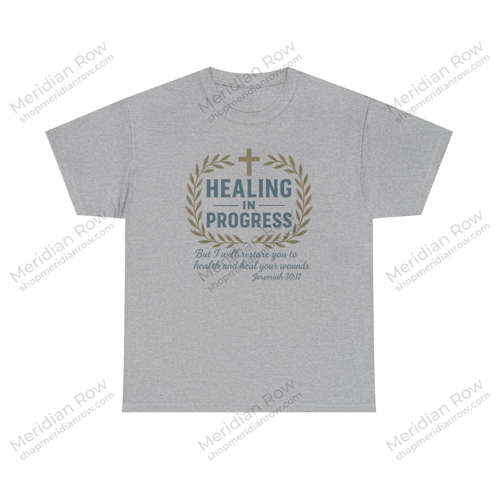 Healing In Progress Men's Christian T-Shirt | Jeremiah 30:17 Bible Verse Tee | Faith-Based Graphic Shirt | Inspirational Christian Gift | Back Neck Cross Detail