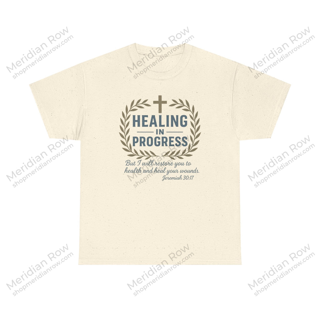 Healing In Progress Men's Christian T-Shirt | Jeremiah 30:17 Bible Verse Tee | Faith-Based Graphic Shirt | Inspirational Christian Gift | Back Neck Cross Detail